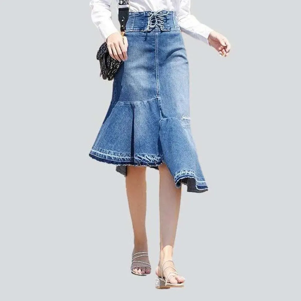 Asymmetric mermaid women's jeans skirt