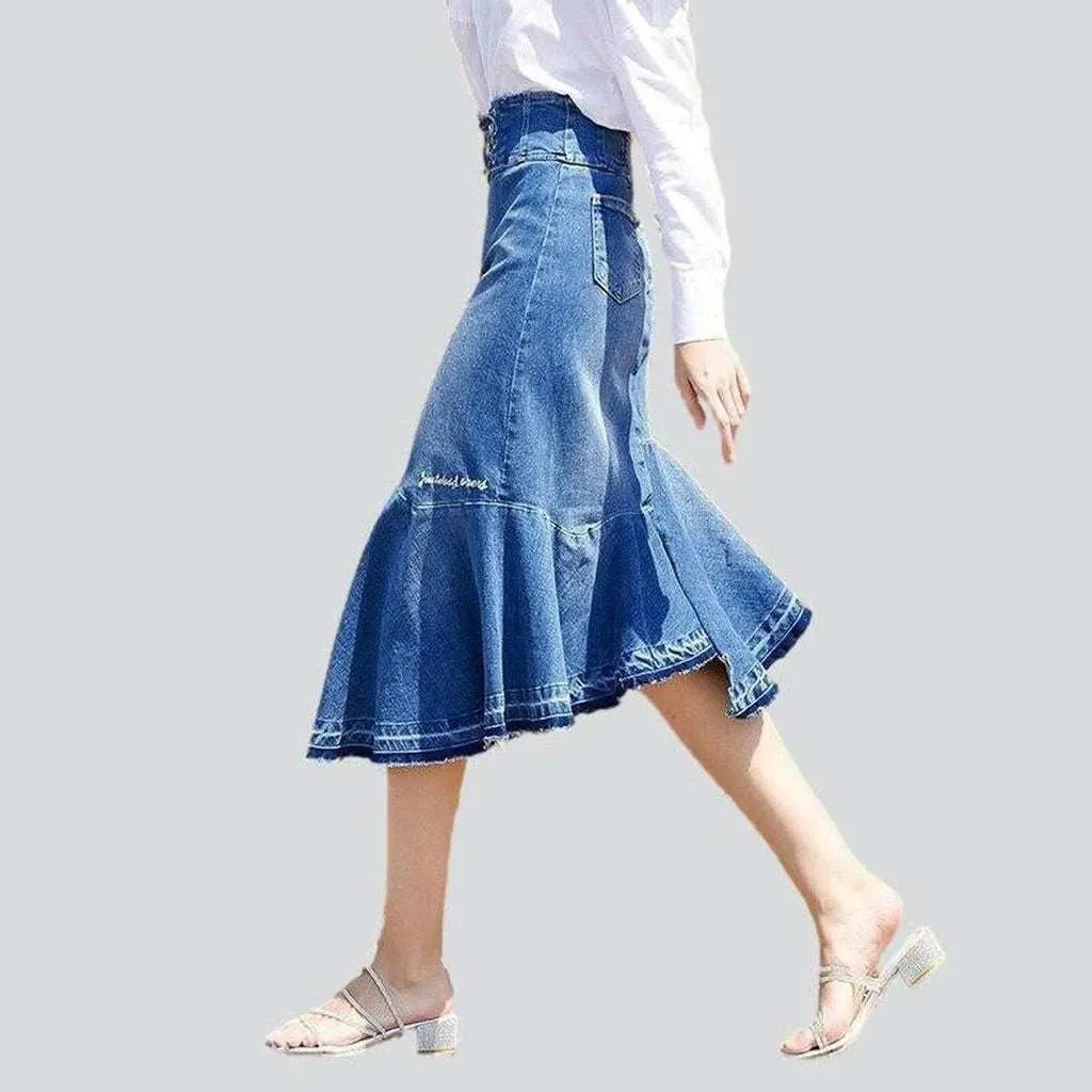 Asymmetric mermaid women's jeans skirt