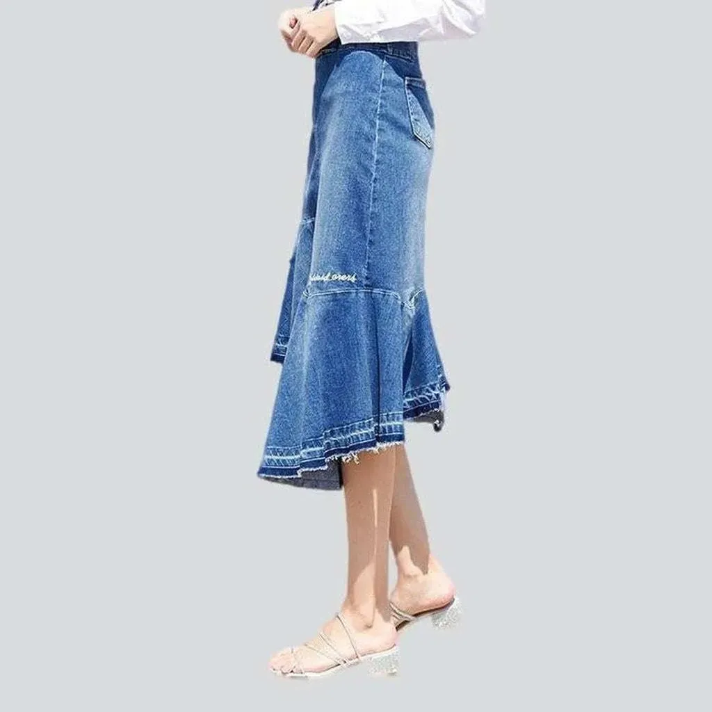 Asymmetric mermaid women's jeans skirt