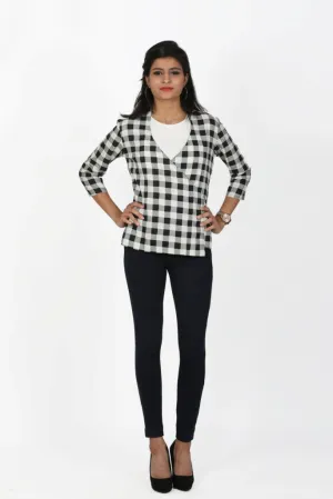 Black & White Checks Wrap Top