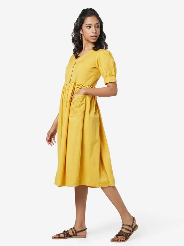 Bombay Paisley Yellow Fit-And-Flare Dress