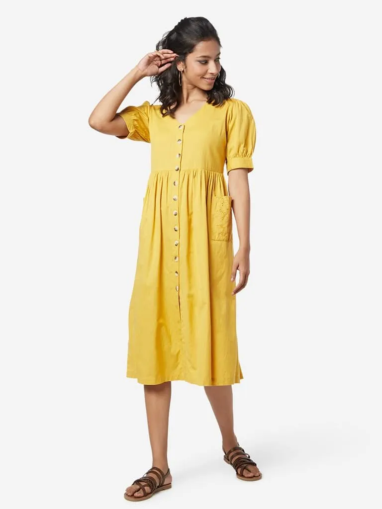 Bombay Paisley Yellow Fit-And-Flare Dress