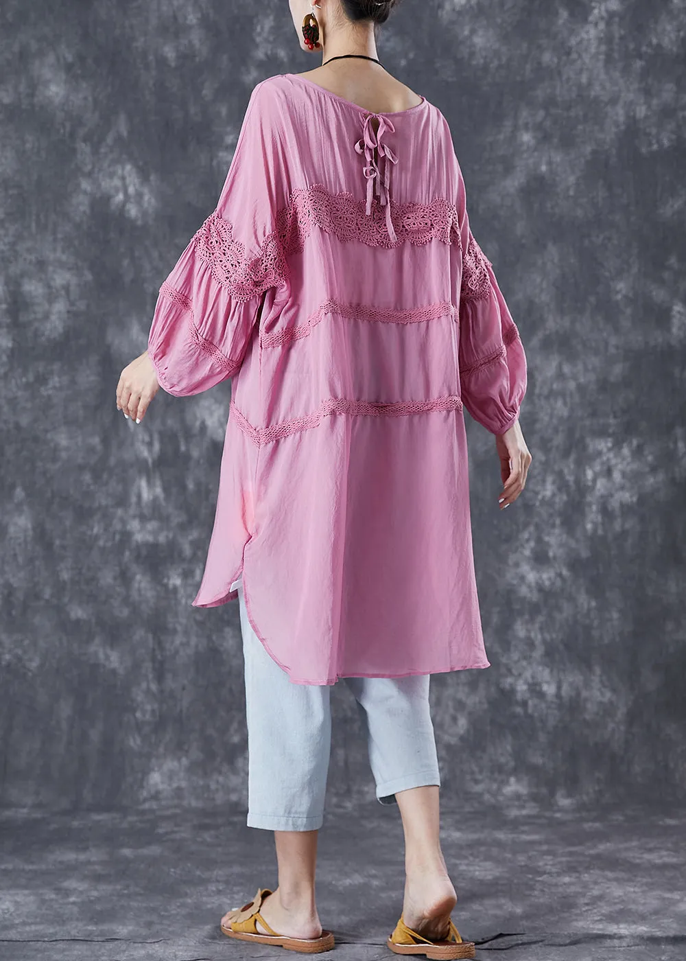 Casual Rose Oversized Patchwork Cotton Robe Dresses Summer TD1048