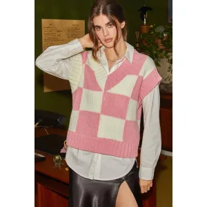 Checkered Knit Vest