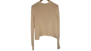 Classic Beige Button-Up Cardigan Sweater, M