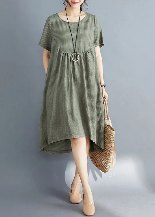 Classy Green Loose Maxi Dresses Short Sleeve LY4465