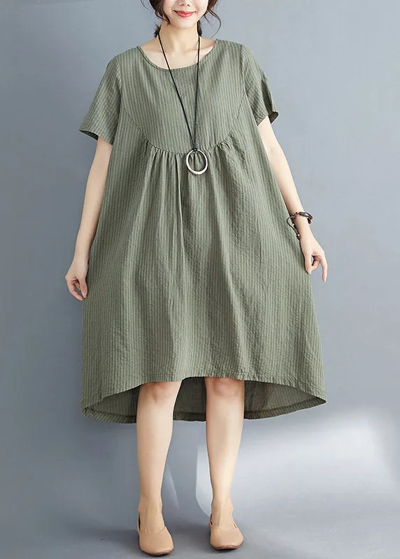 Classy Green Loose Maxi Dresses Short Sleeve LY4465