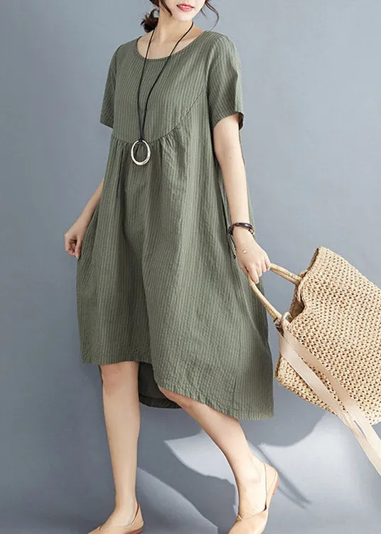 Classy Green Loose Maxi Dresses Short Sleeve LY4465