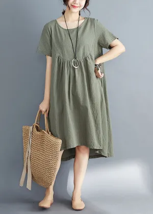 Classy Green Loose Maxi Dresses Short Sleeve LY4465