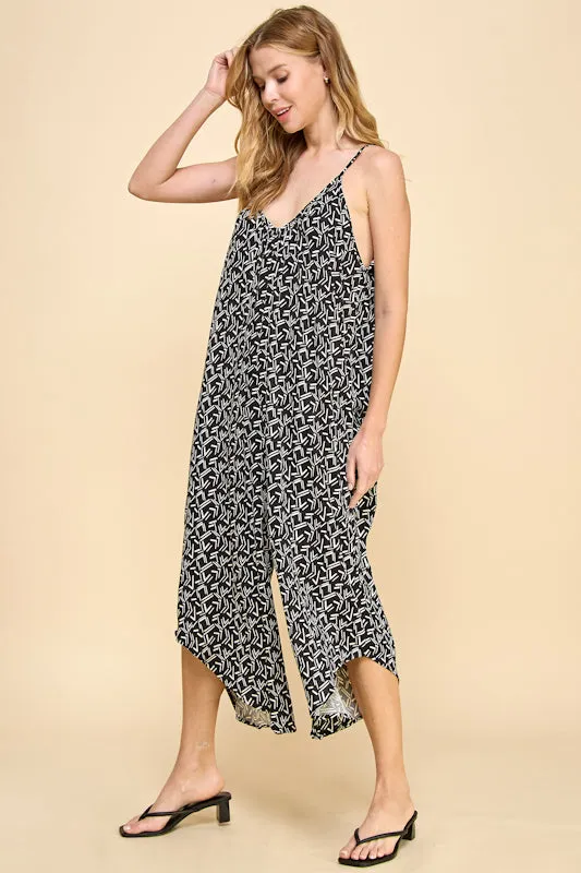 DASHED VEES LOOSE FIT JUMPSUIT