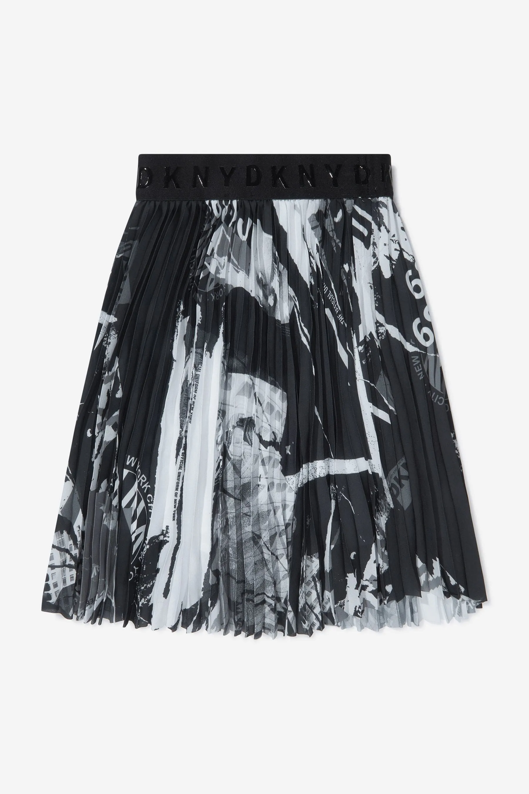 DKNY Girls Pleated Collage Print Skirt