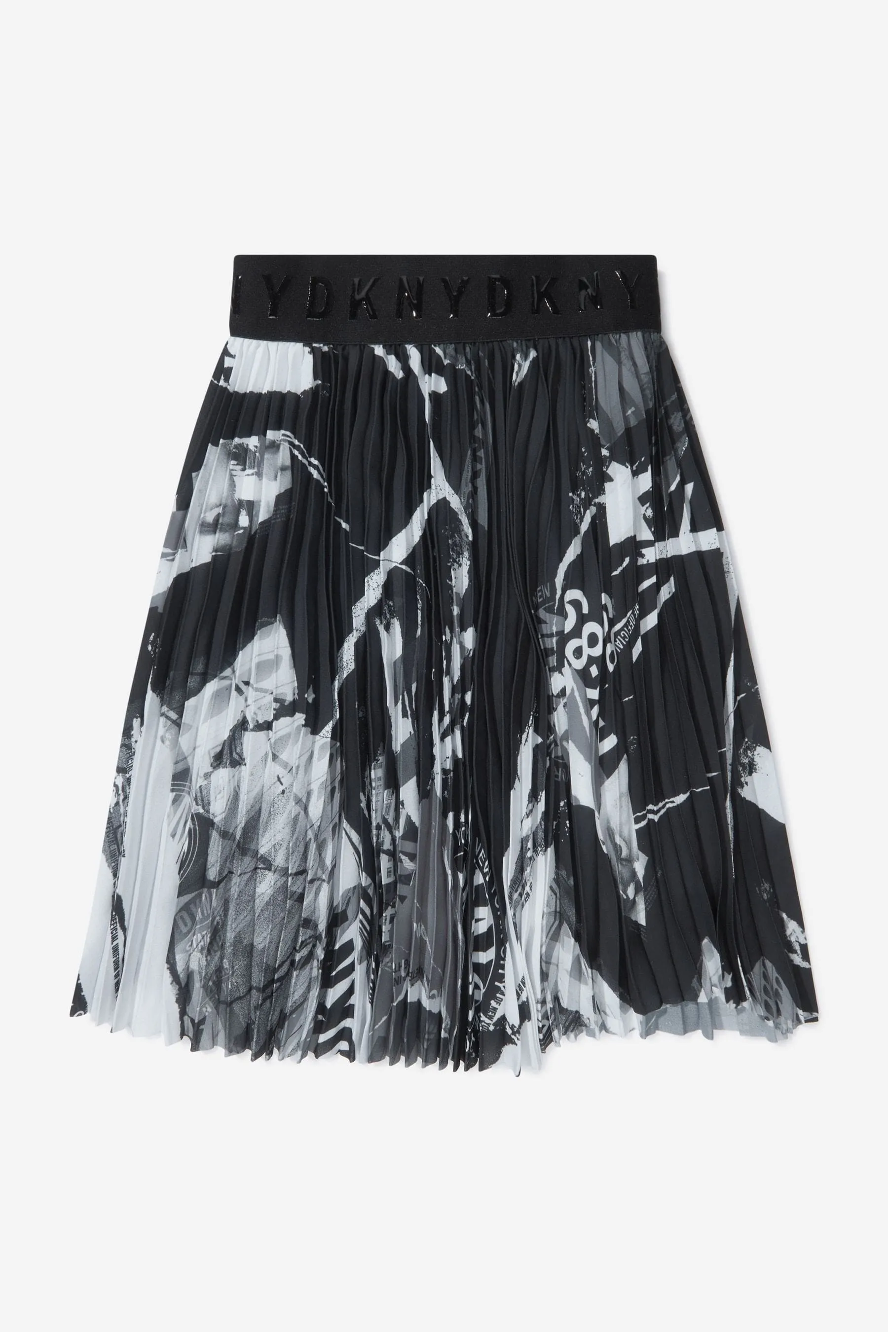 DKNY Girls Pleated Collage Print Skirt