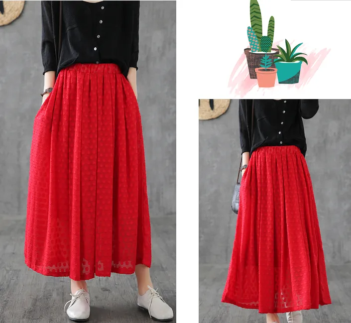 Double layer Casual Cotton Linen  loose fitting Women's Skirts  DZA200631