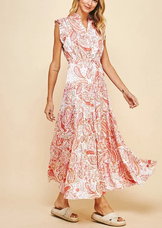 Elegant Paisley Tiered Maxi Dress~FINAL SALE