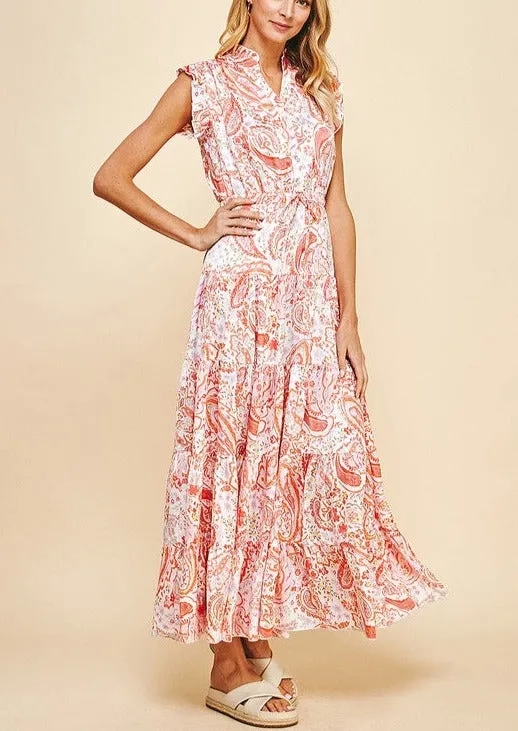 Elegant Paisley Tiered Maxi Dress~FINAL SALE