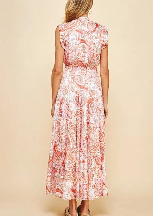 Elegant Paisley Tiered Maxi Dress~FINAL SALE