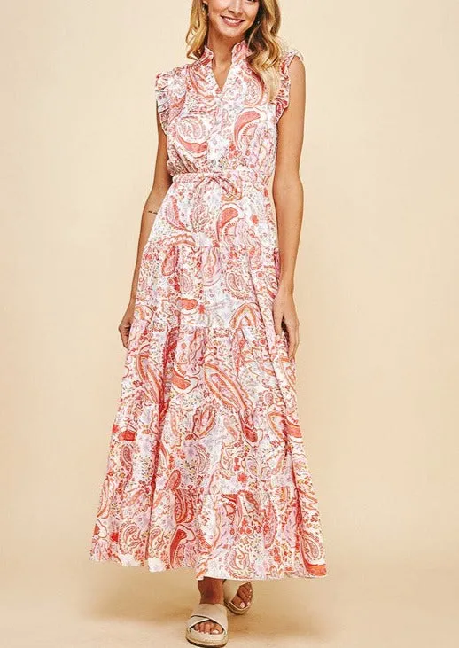 Elegant Paisley Tiered Maxi Dress~FINAL SALE