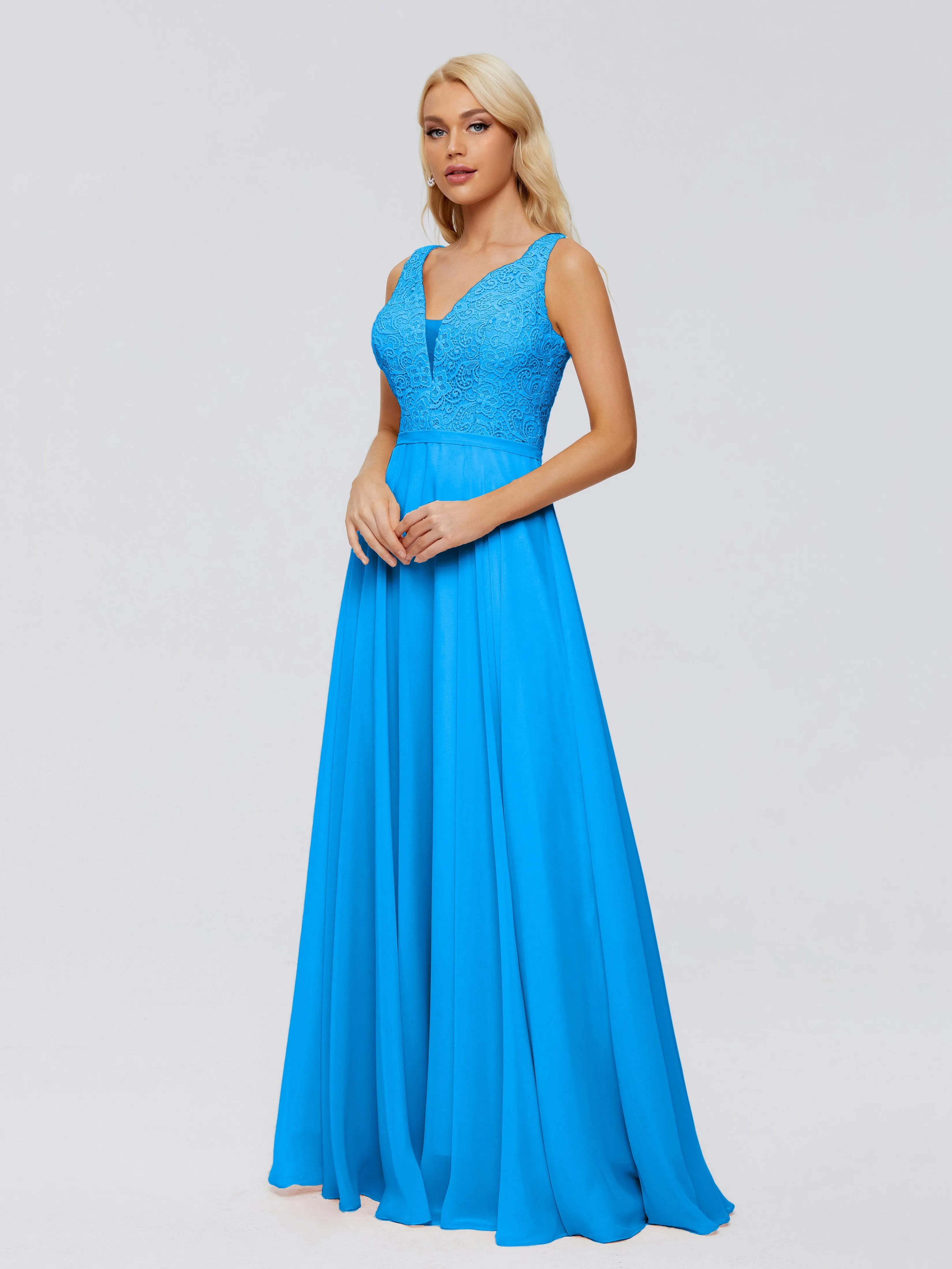 Eliza A-line V Neck Flowy Chiffon Bridesmaid Dresses