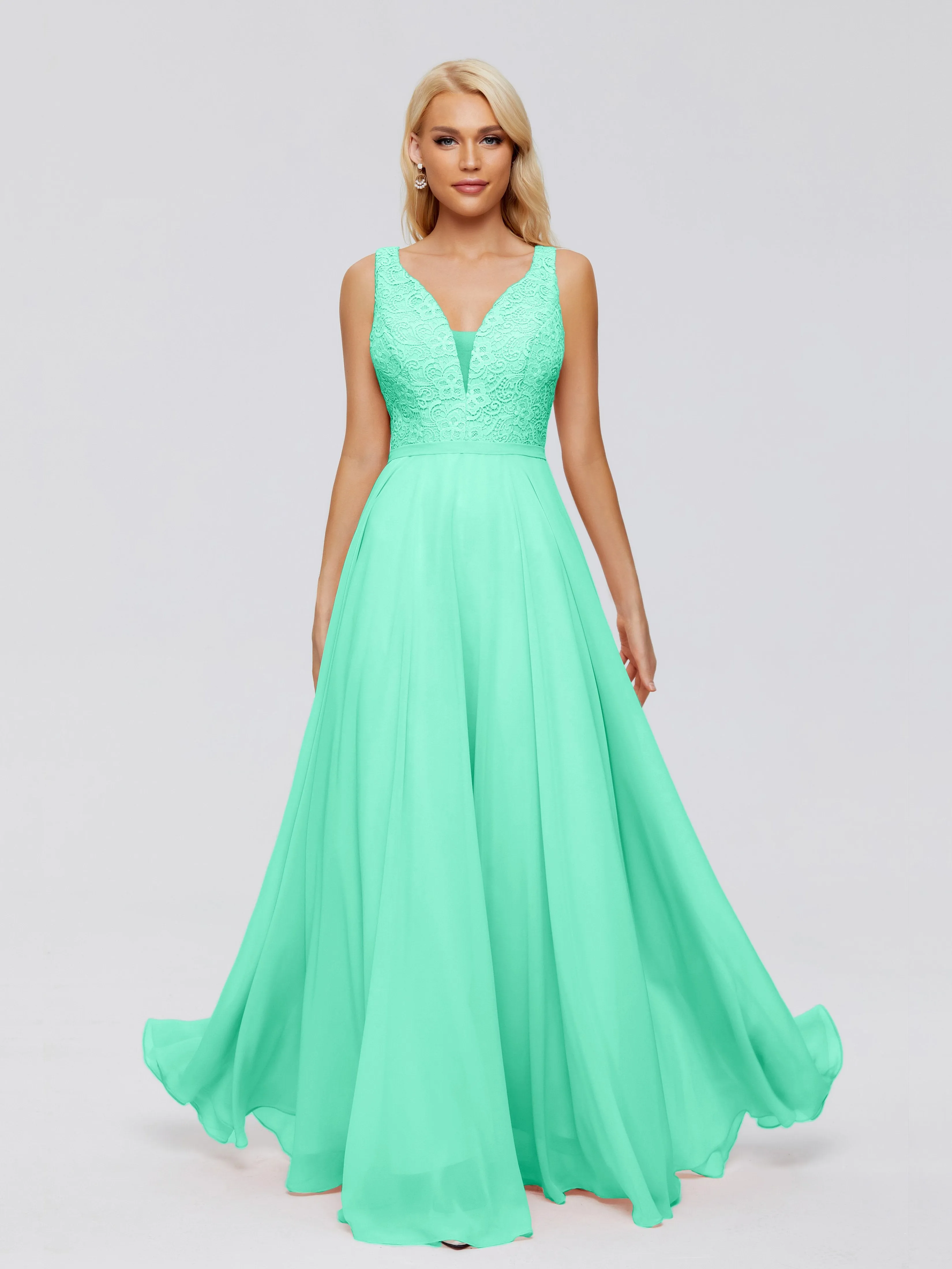 Eliza A-line V Neck Flowy Chiffon Bridesmaid Dresses