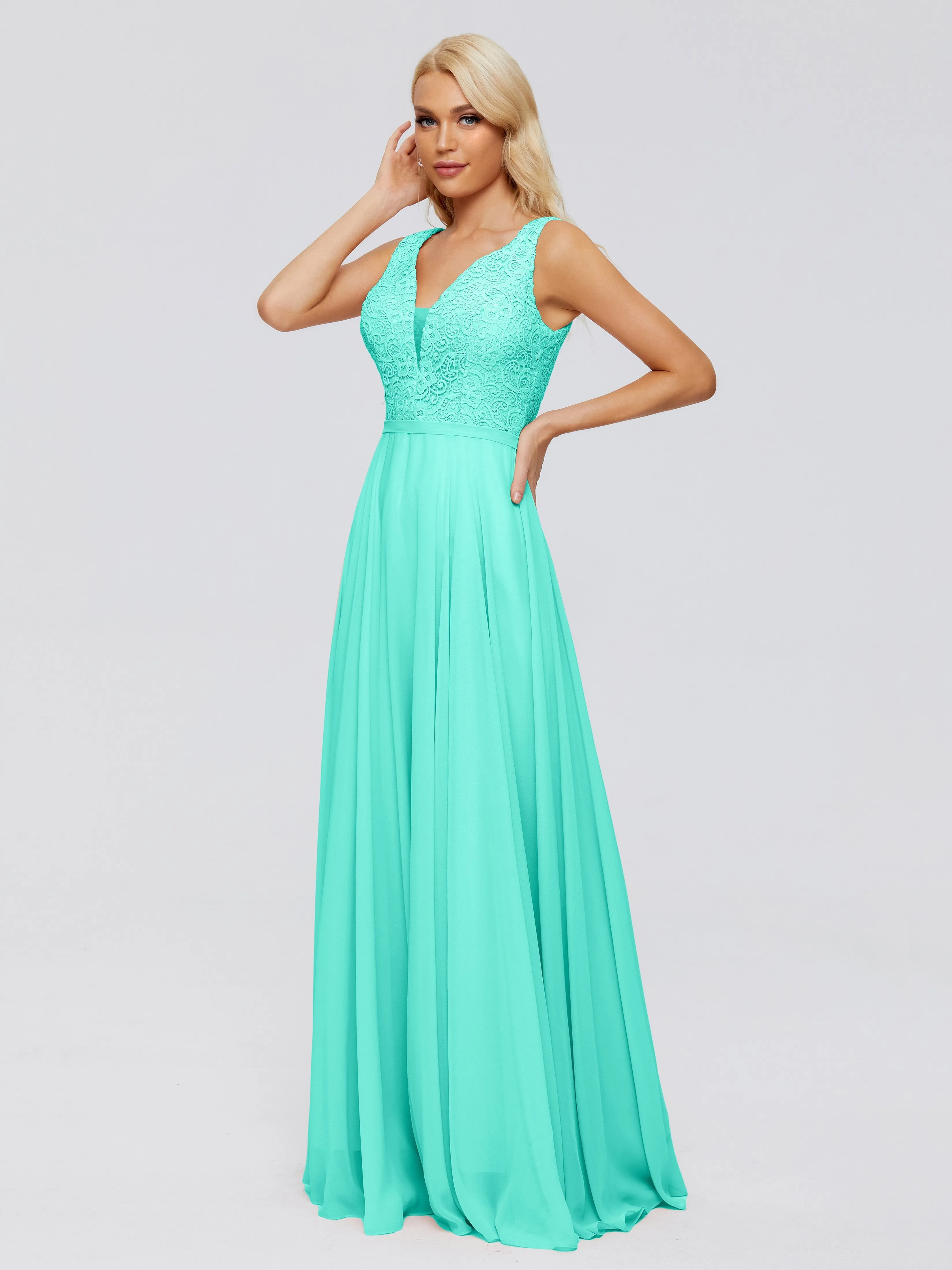 Eliza A-line V Neck Flowy Chiffon Bridesmaid Dresses