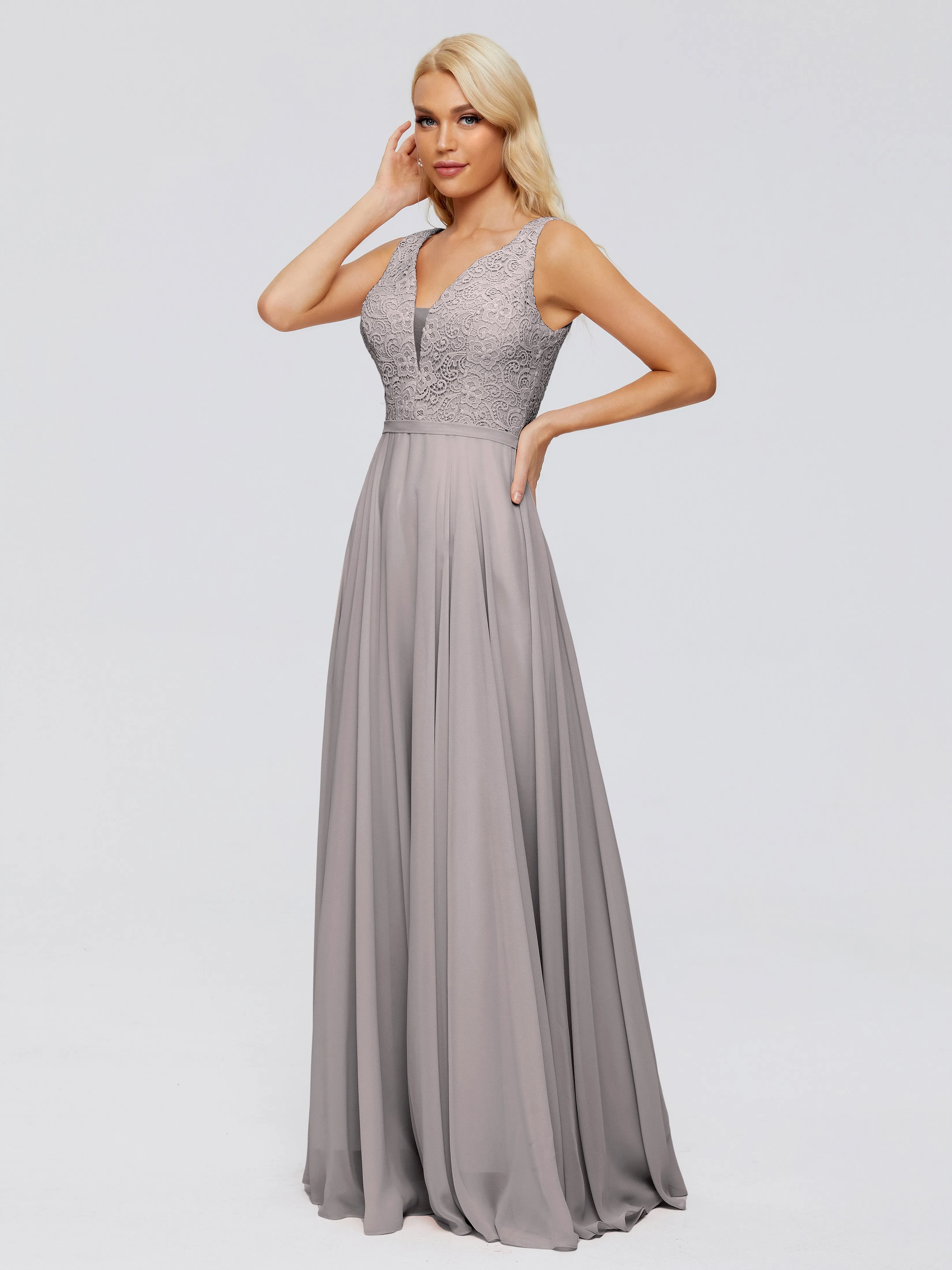 Eliza A-line V Neck Flowy Chiffon Bridesmaid Dresses