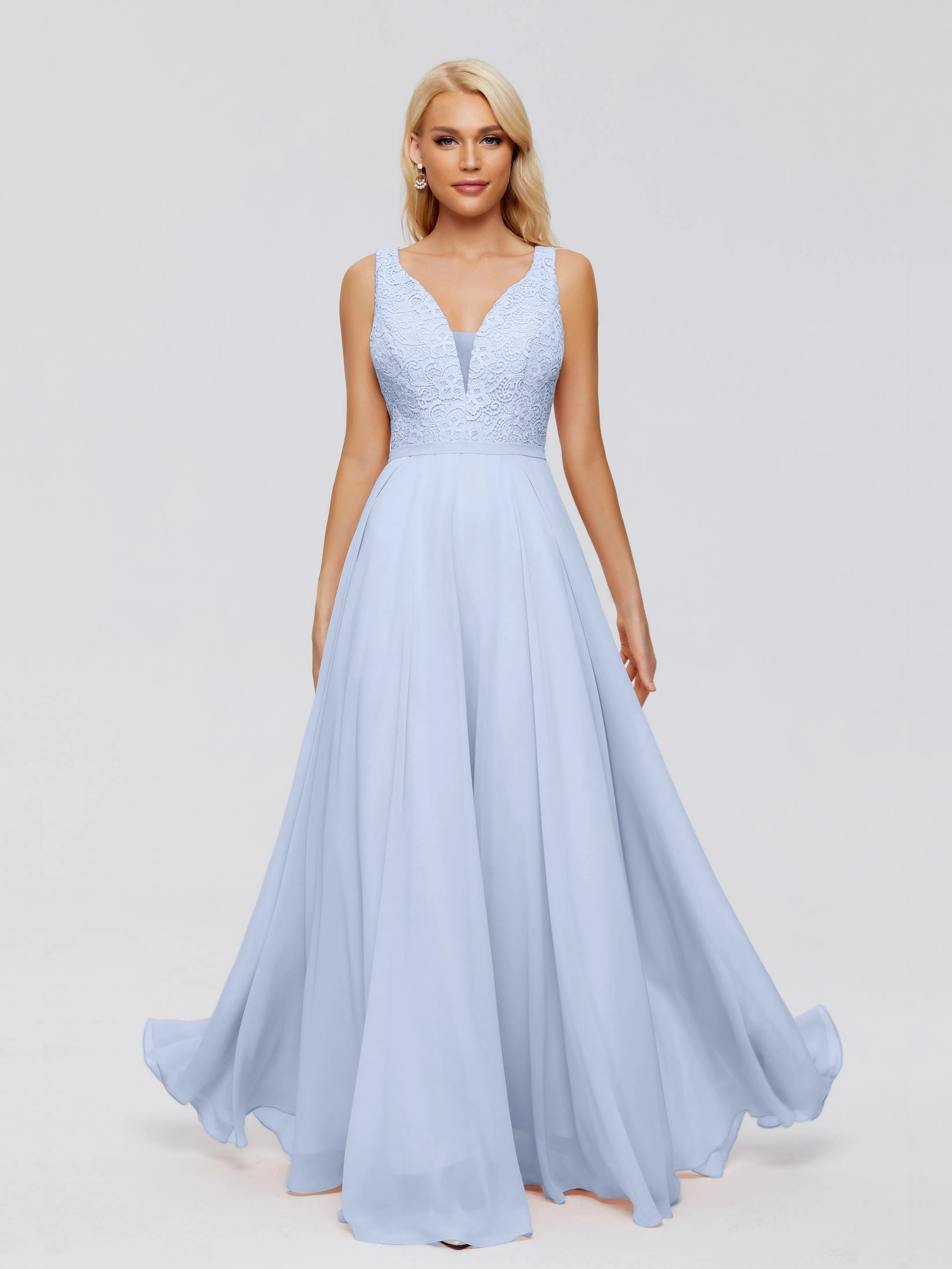 Eliza A-line V Neck Flowy Chiffon Bridesmaid Dresses