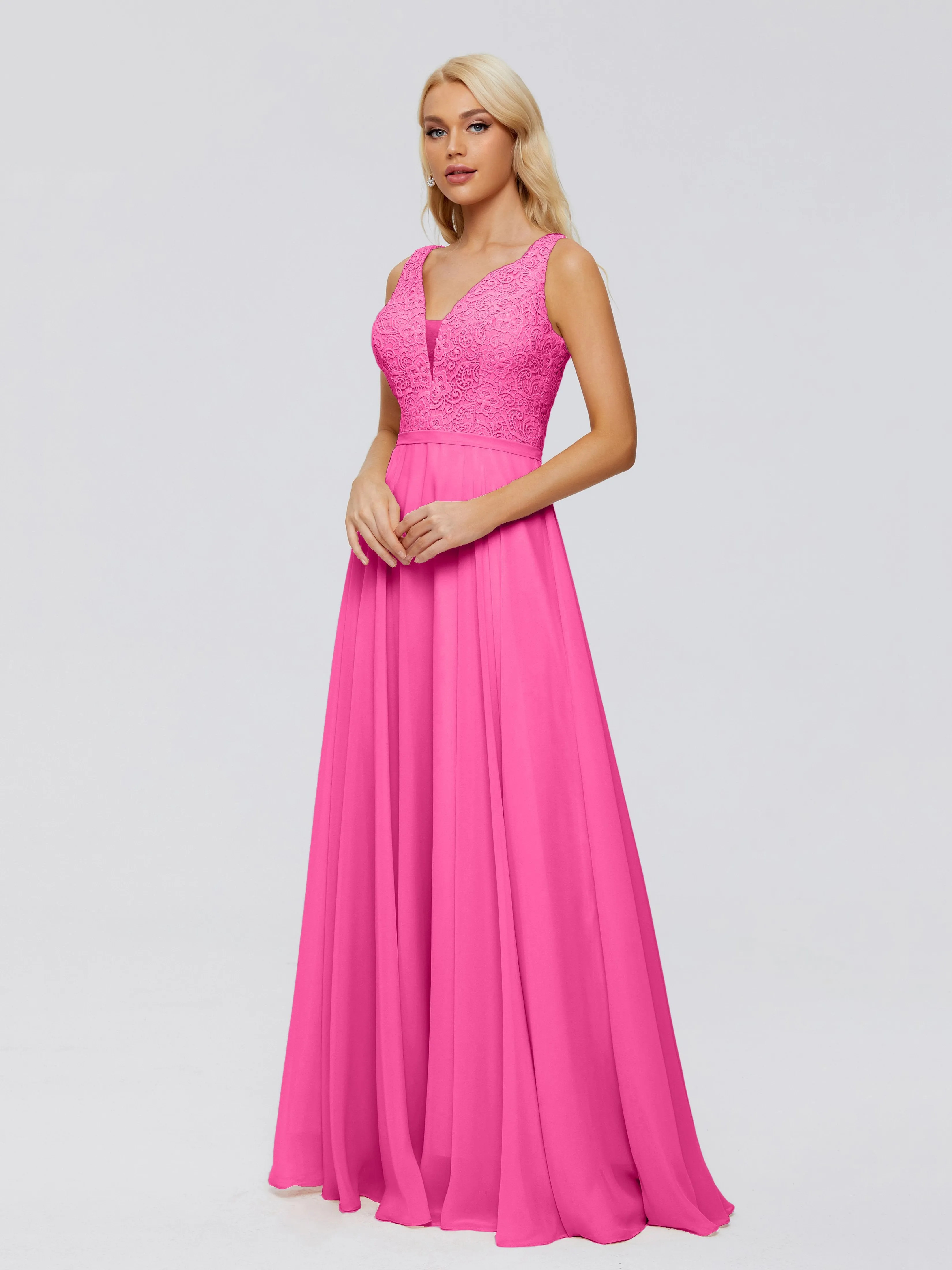 Eliza A-line V Neck Flowy Chiffon Bridesmaid Dresses