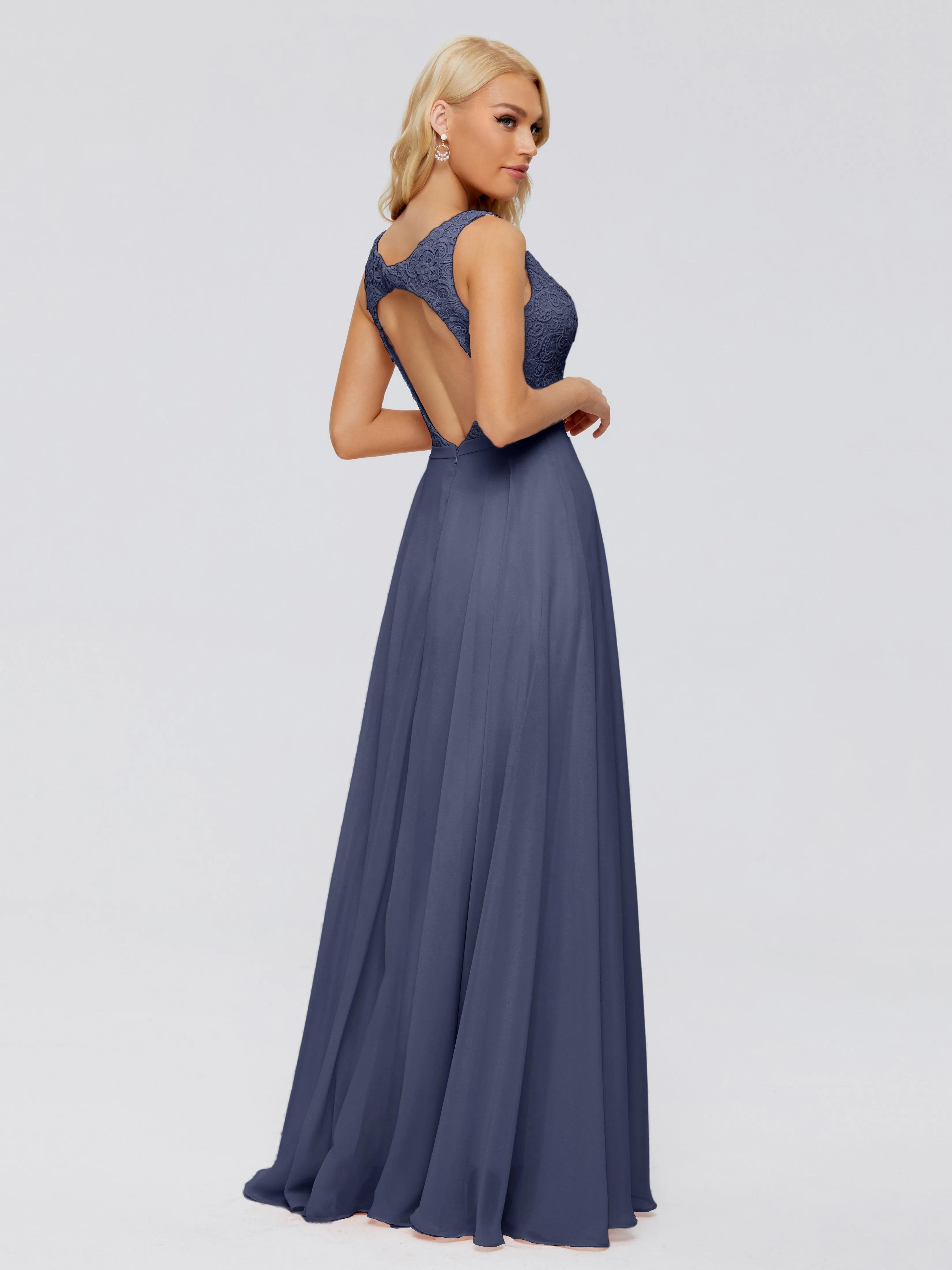 Eliza A-line V Neck Flowy Chiffon Bridesmaid Dresses