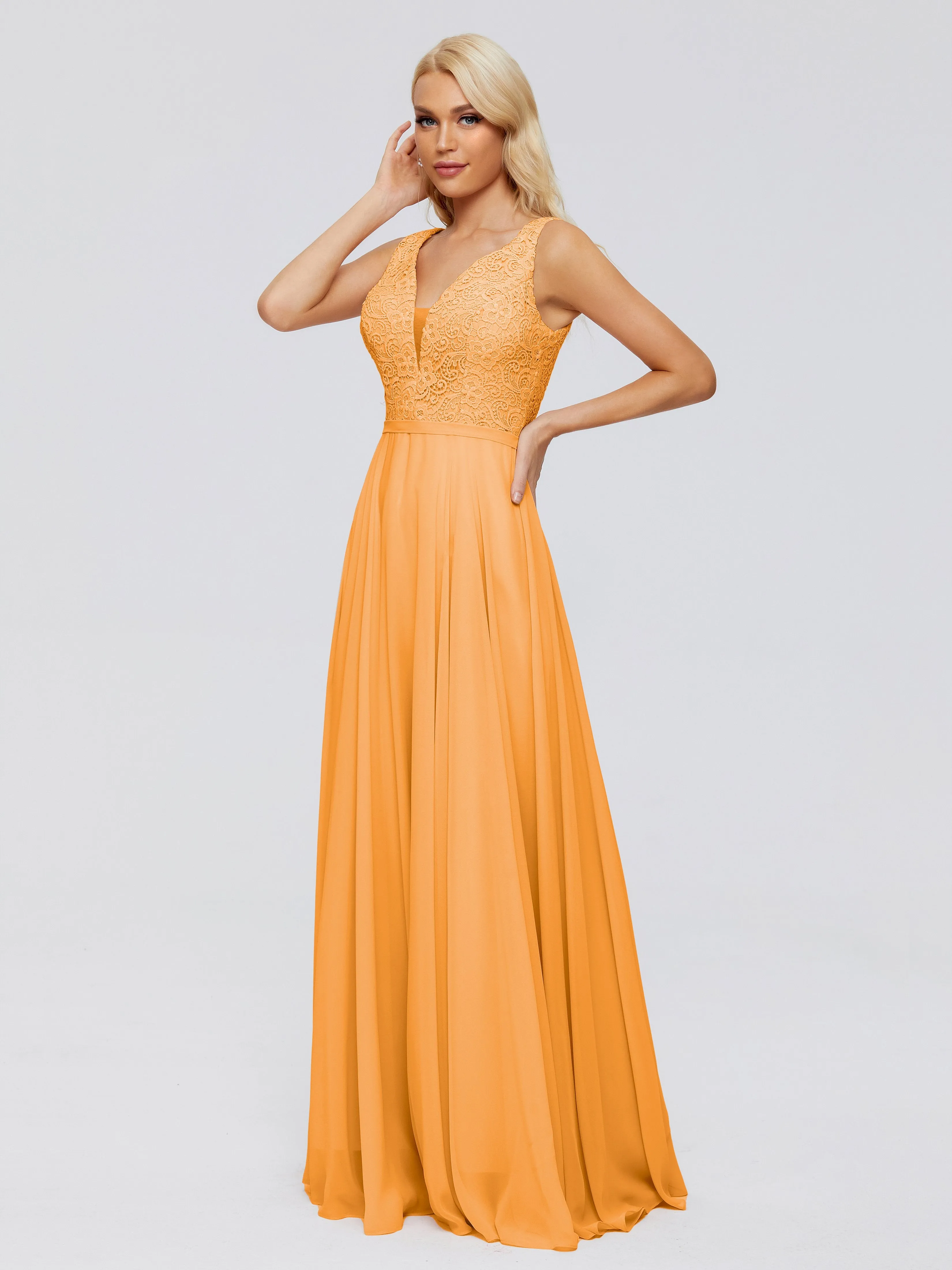 Eliza A-line V Neck Flowy Chiffon Bridesmaid Dresses