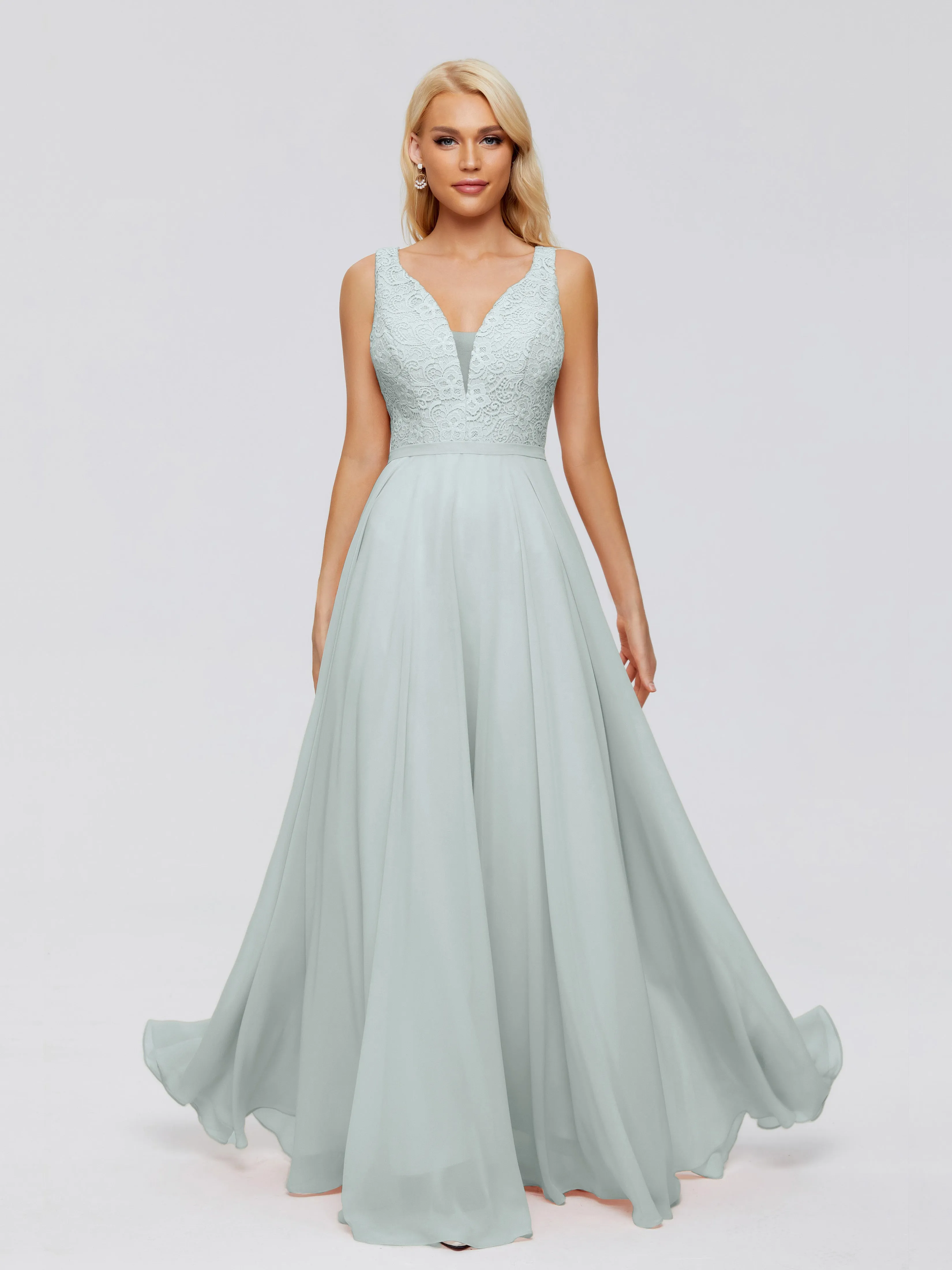 Eliza A-line V Neck Flowy Chiffon Bridesmaid Dresses