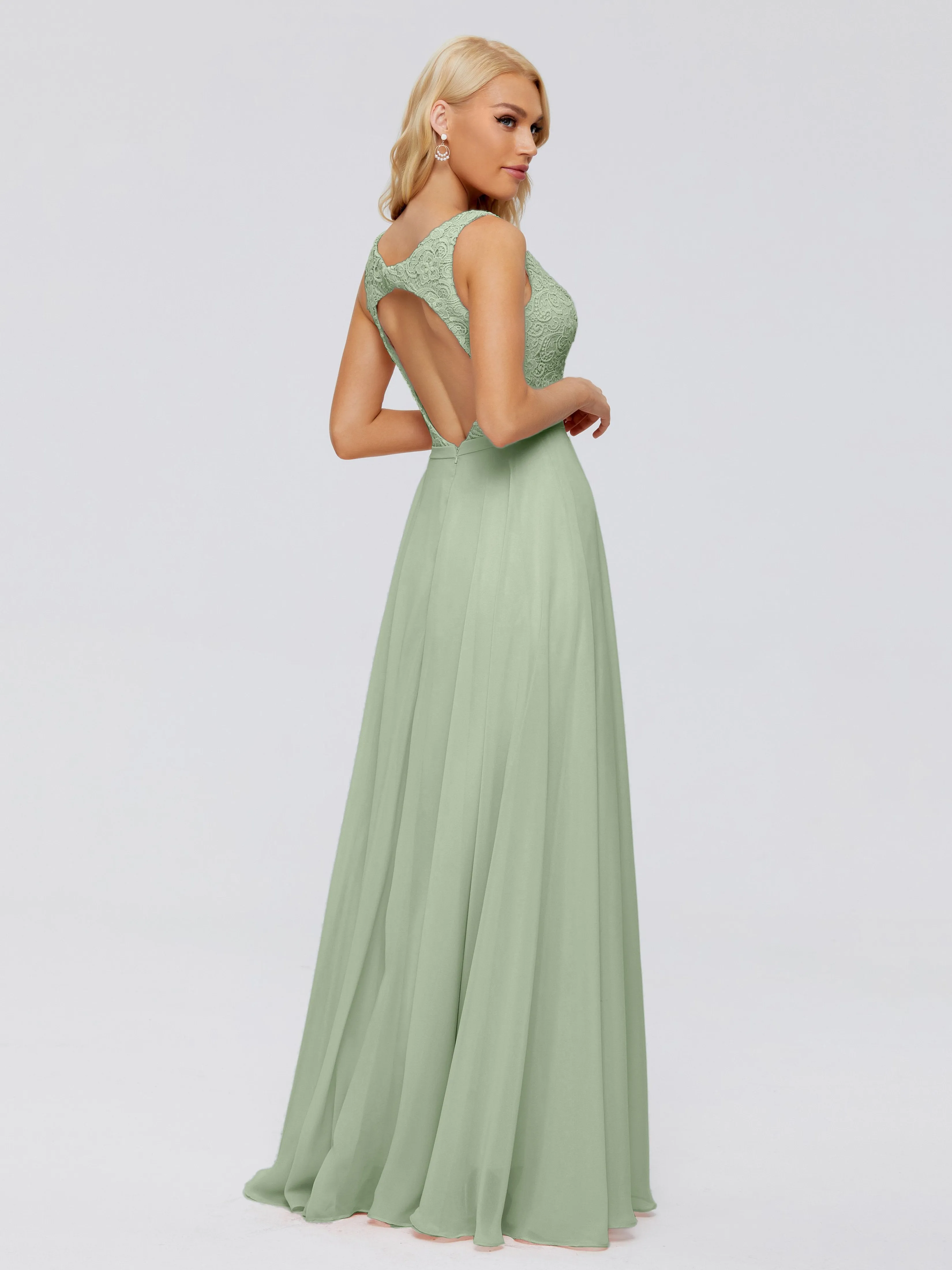 Eliza A-line V Neck Flowy Chiffon Bridesmaid Dresses