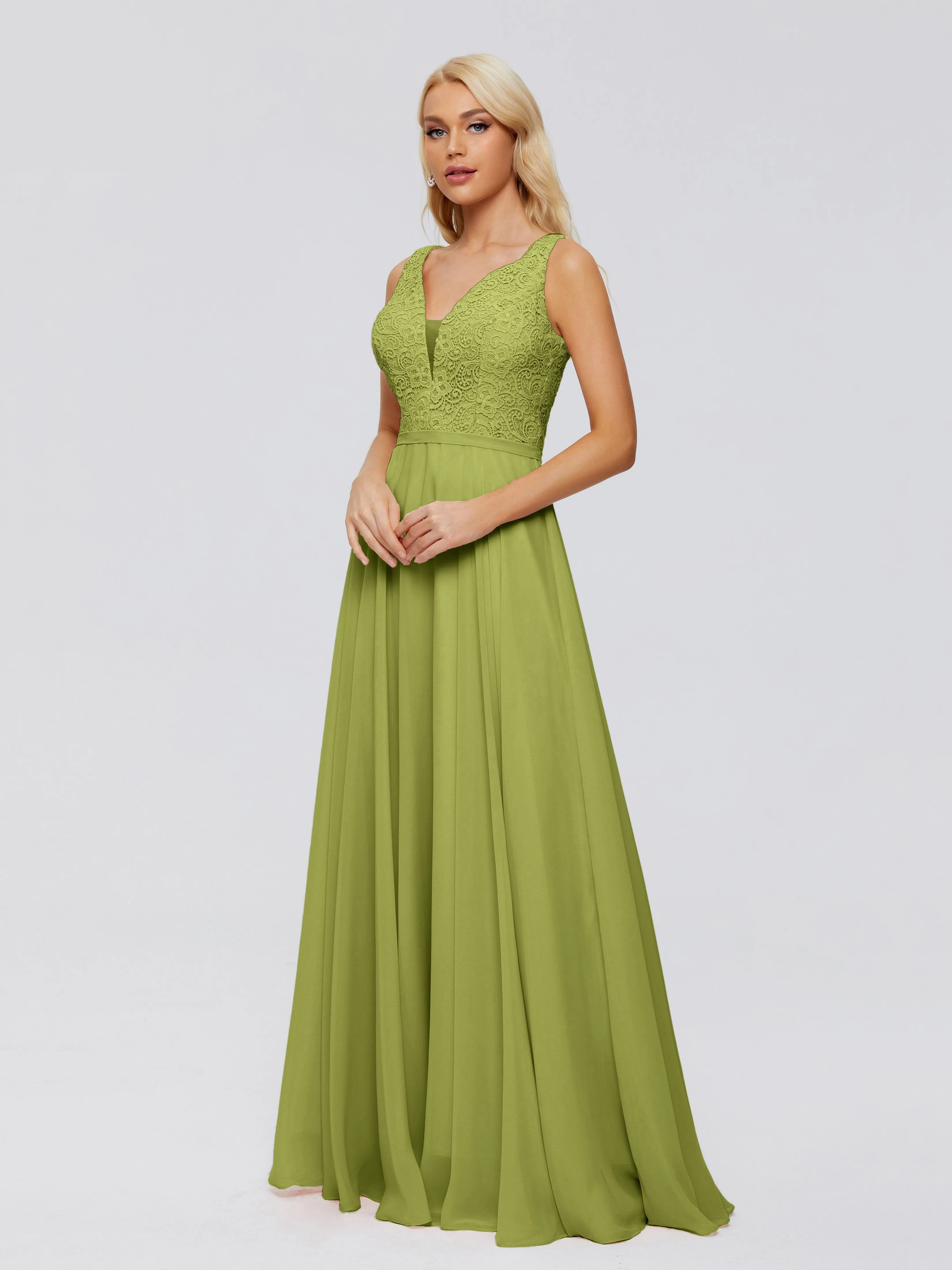 Eliza A-line V Neck Flowy Chiffon Bridesmaid Dresses