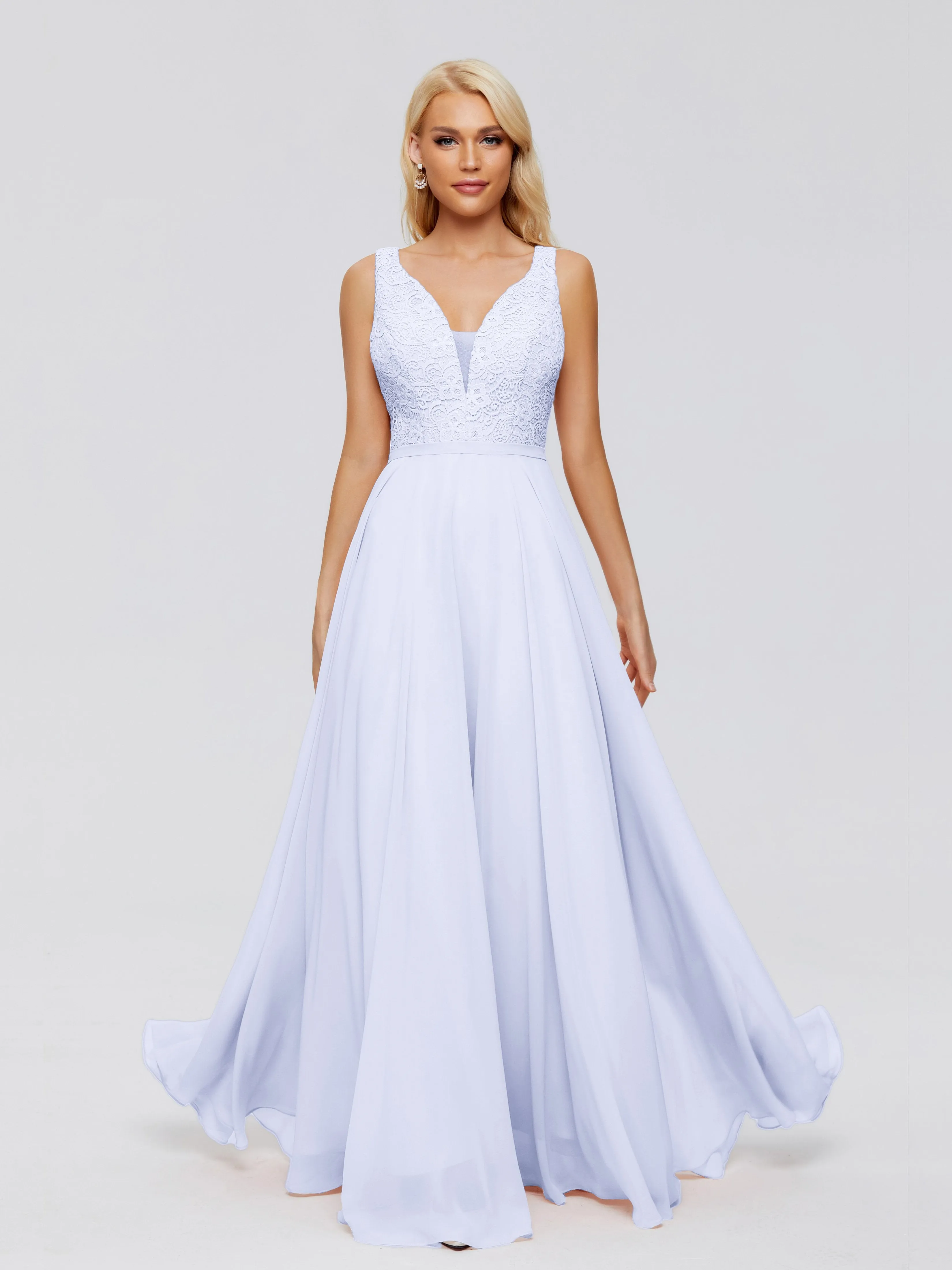 Eliza A-line V Neck Flowy Chiffon Bridesmaid Dresses