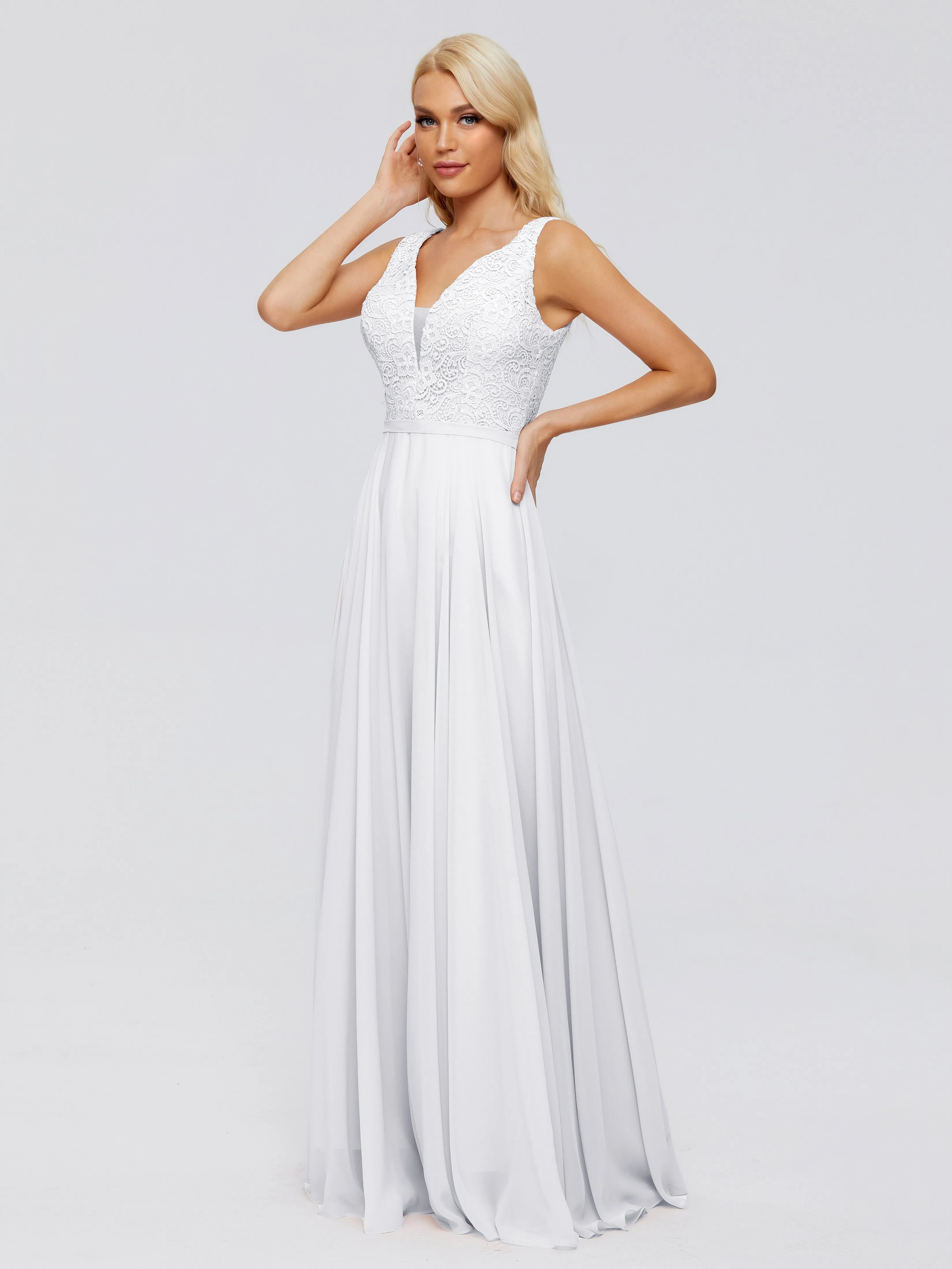 Eliza A-line V Neck Flowy Chiffon Bridesmaid Dresses