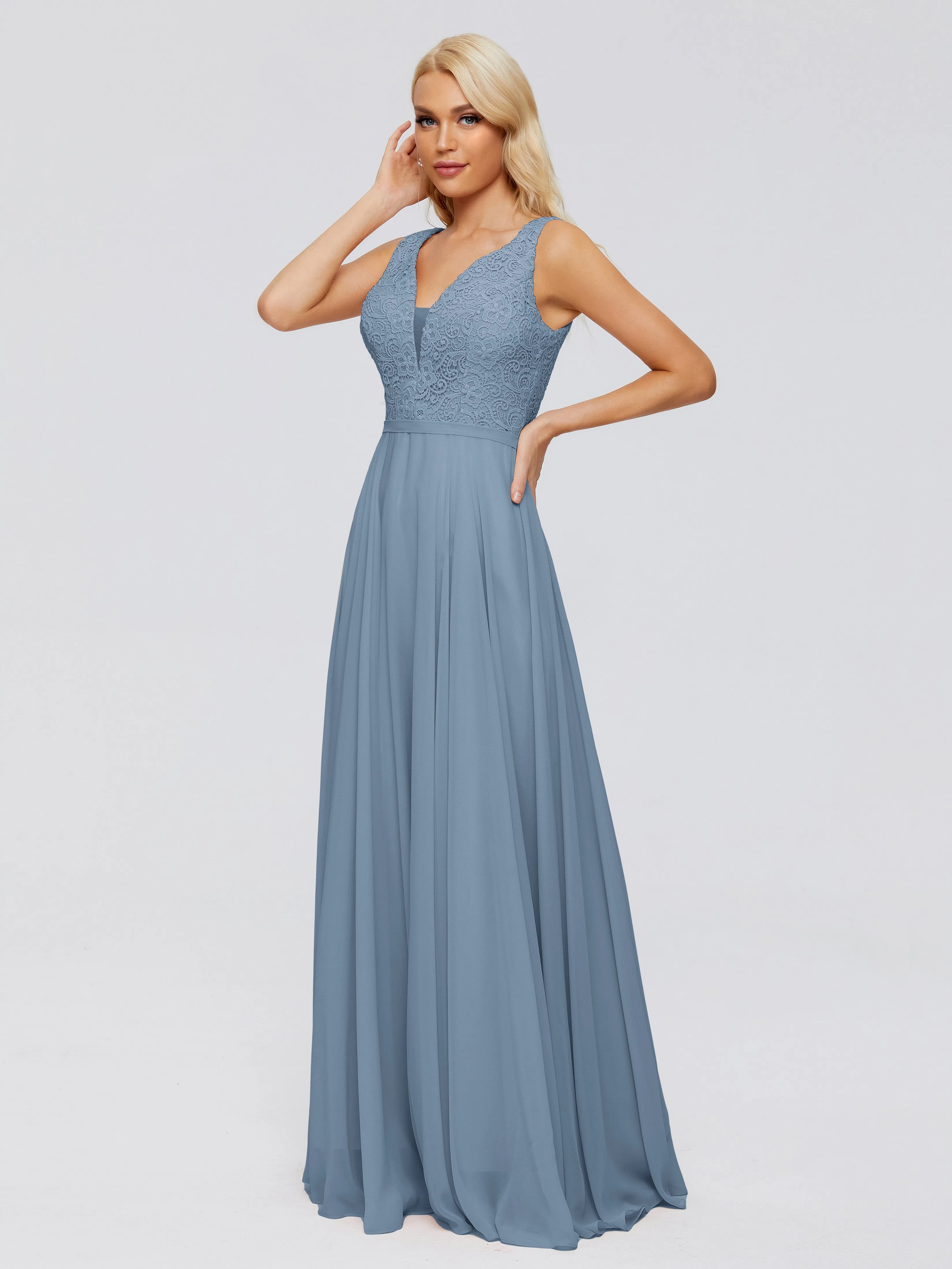 Eliza A-line V Neck Flowy Chiffon Bridesmaid Dresses