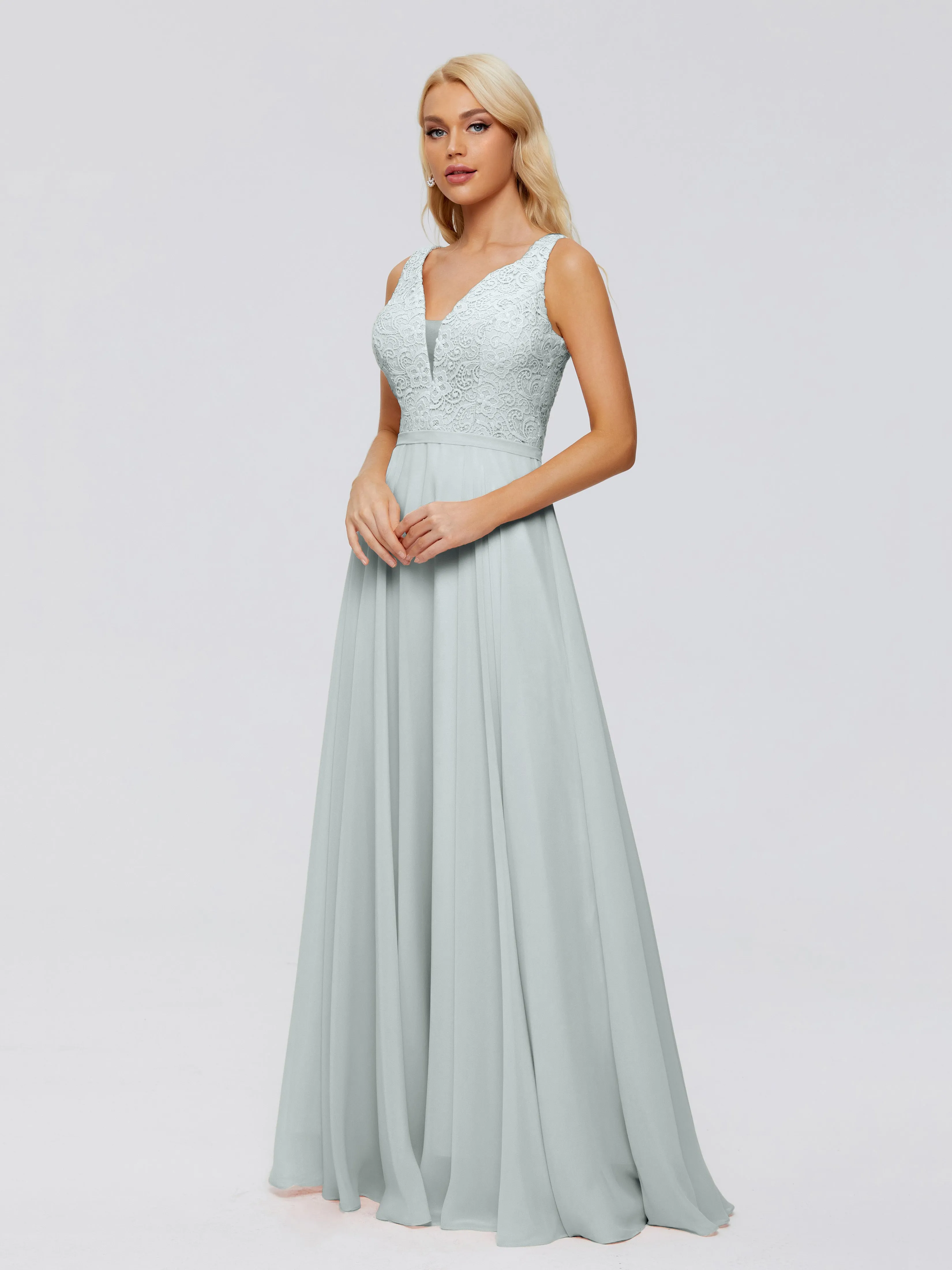 Eliza A-line V Neck Flowy Chiffon Bridesmaid Dresses