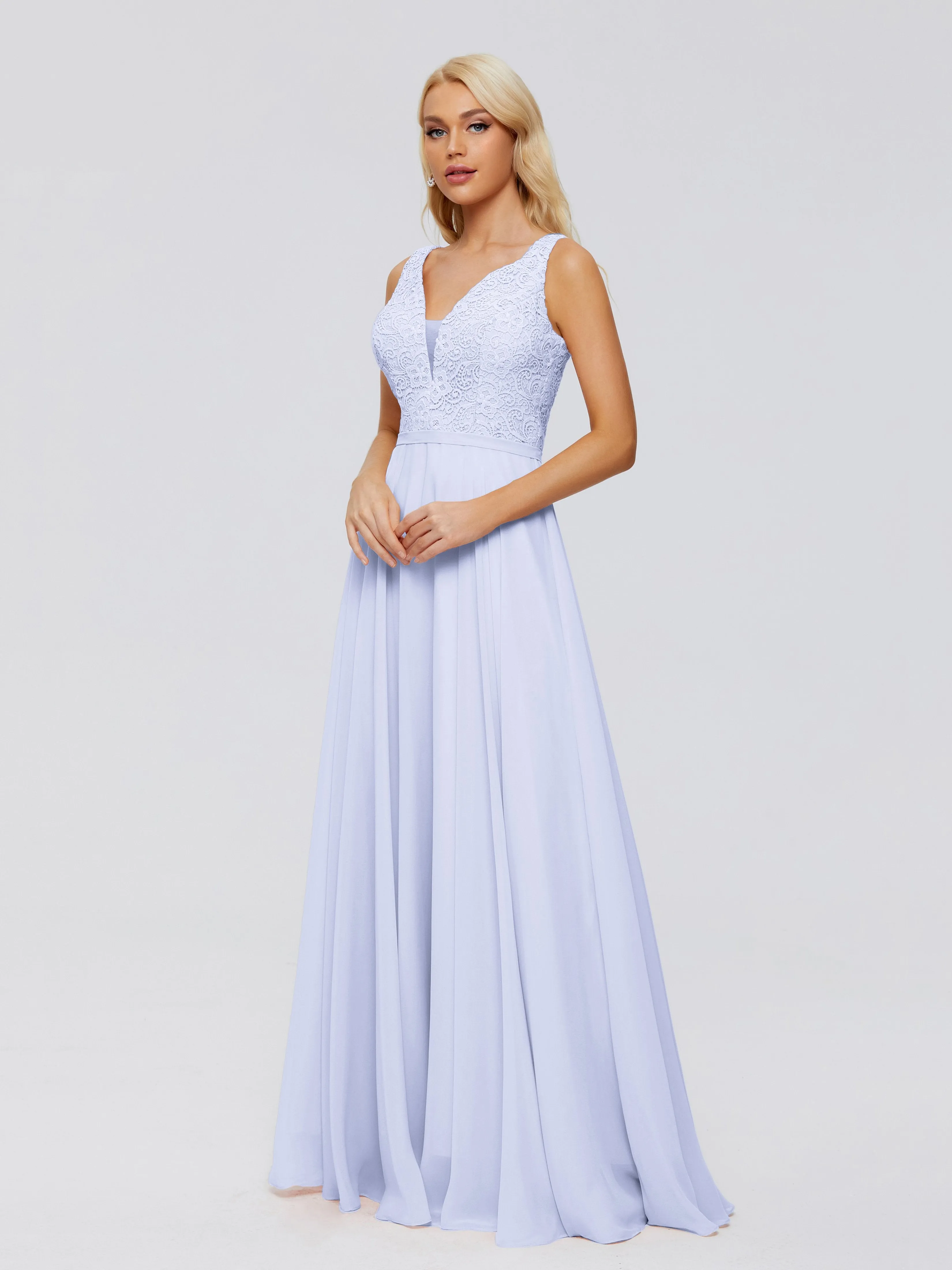 Eliza A-line V Neck Flowy Chiffon Bridesmaid Dresses