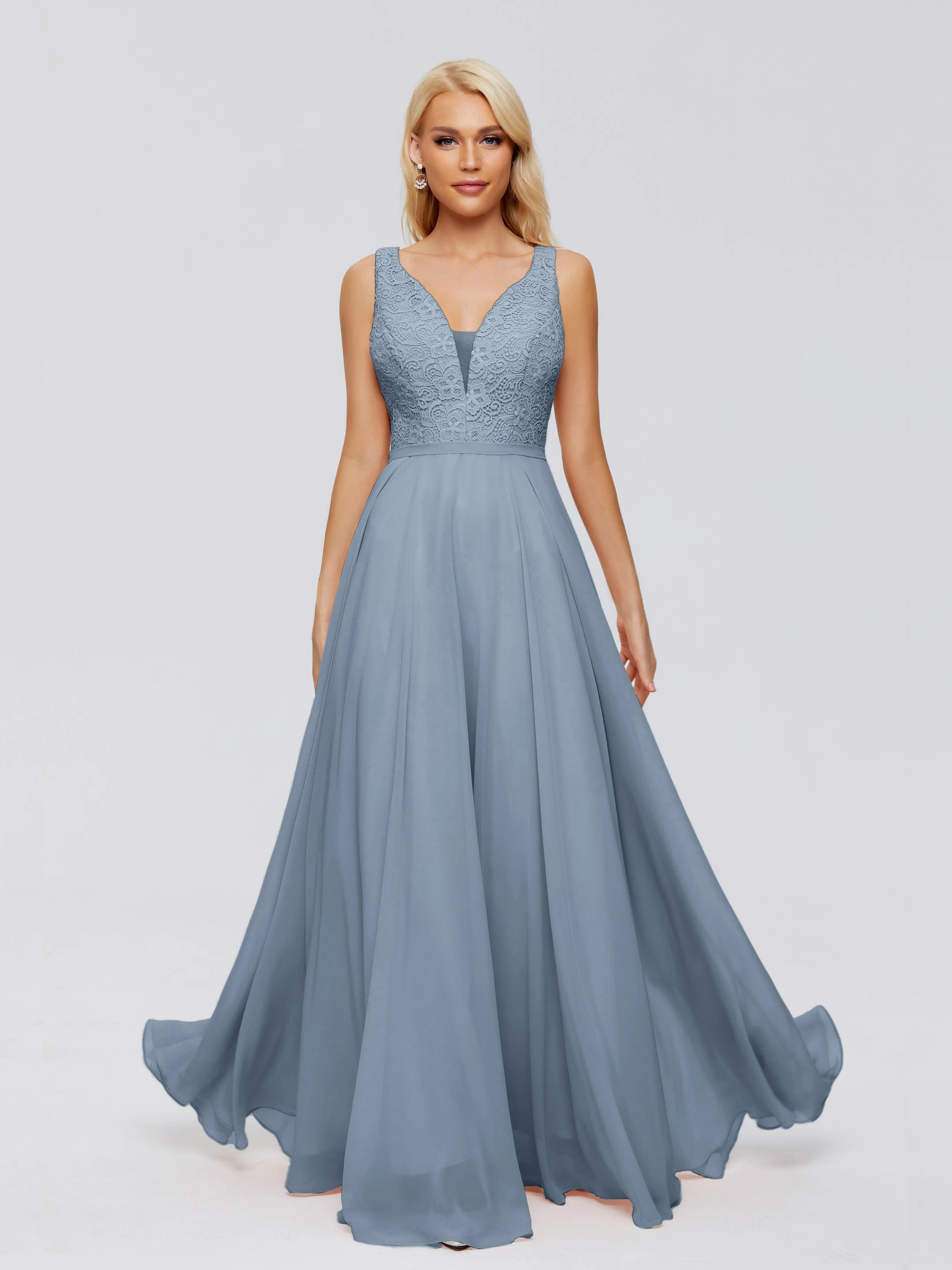 Eliza A-line V Neck Flowy Chiffon Bridesmaid Dresses