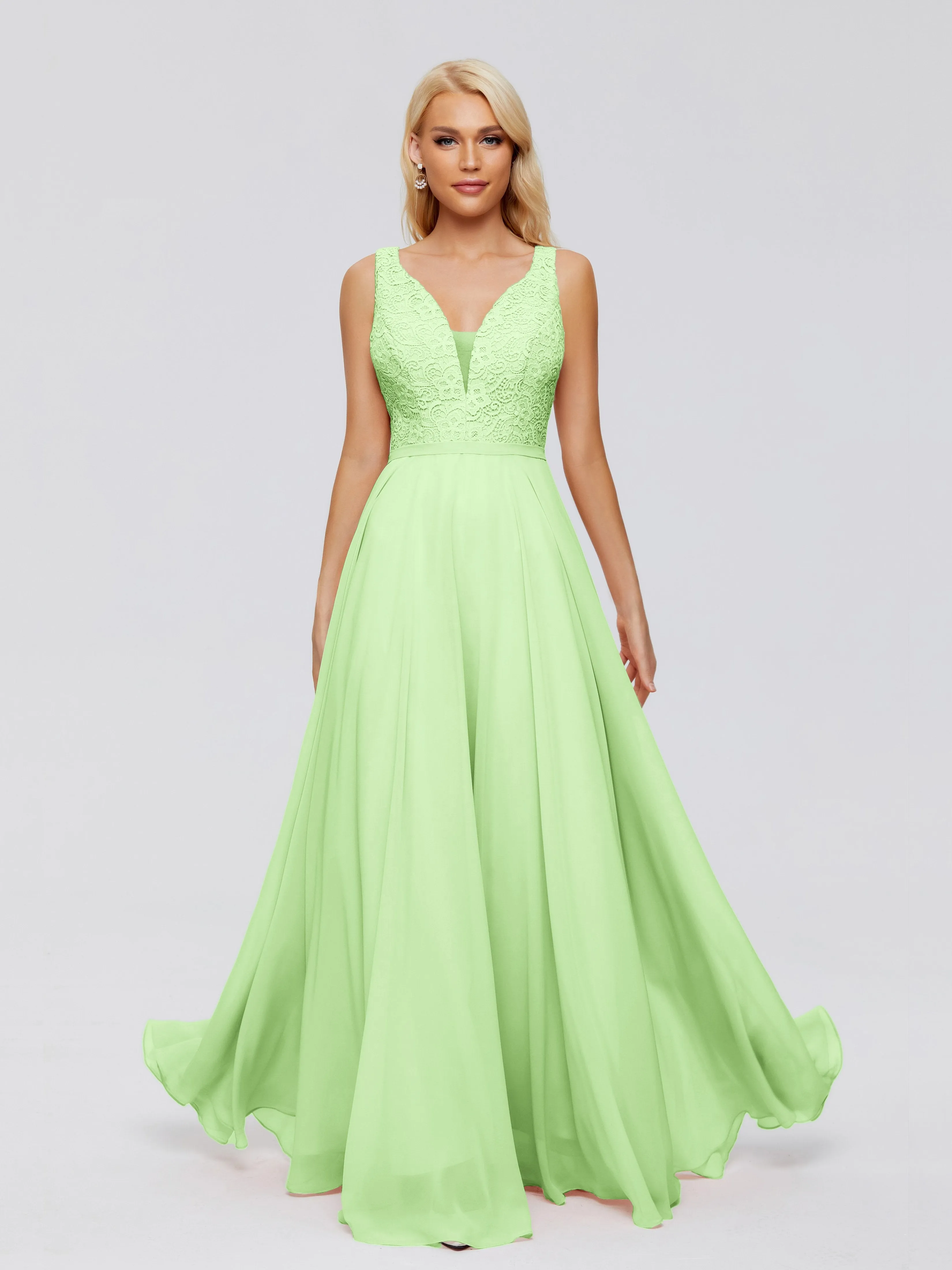 Eliza A-line V Neck Flowy Chiffon Bridesmaid Dresses