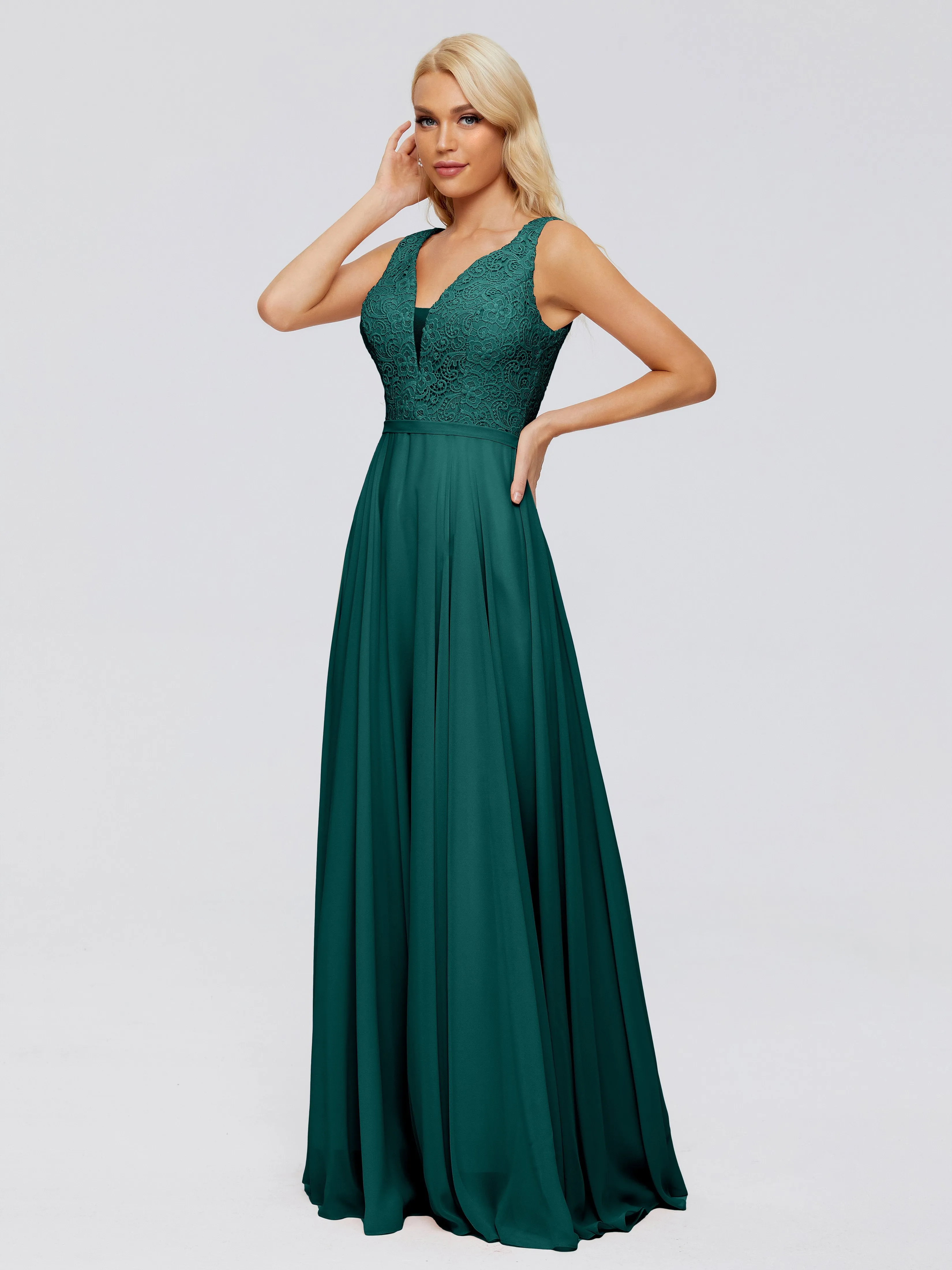 Eliza A-line V Neck Flowy Chiffon Bridesmaid Dresses