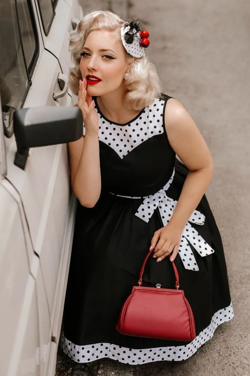 Elizabeth Swing Dress in Black & White Polka