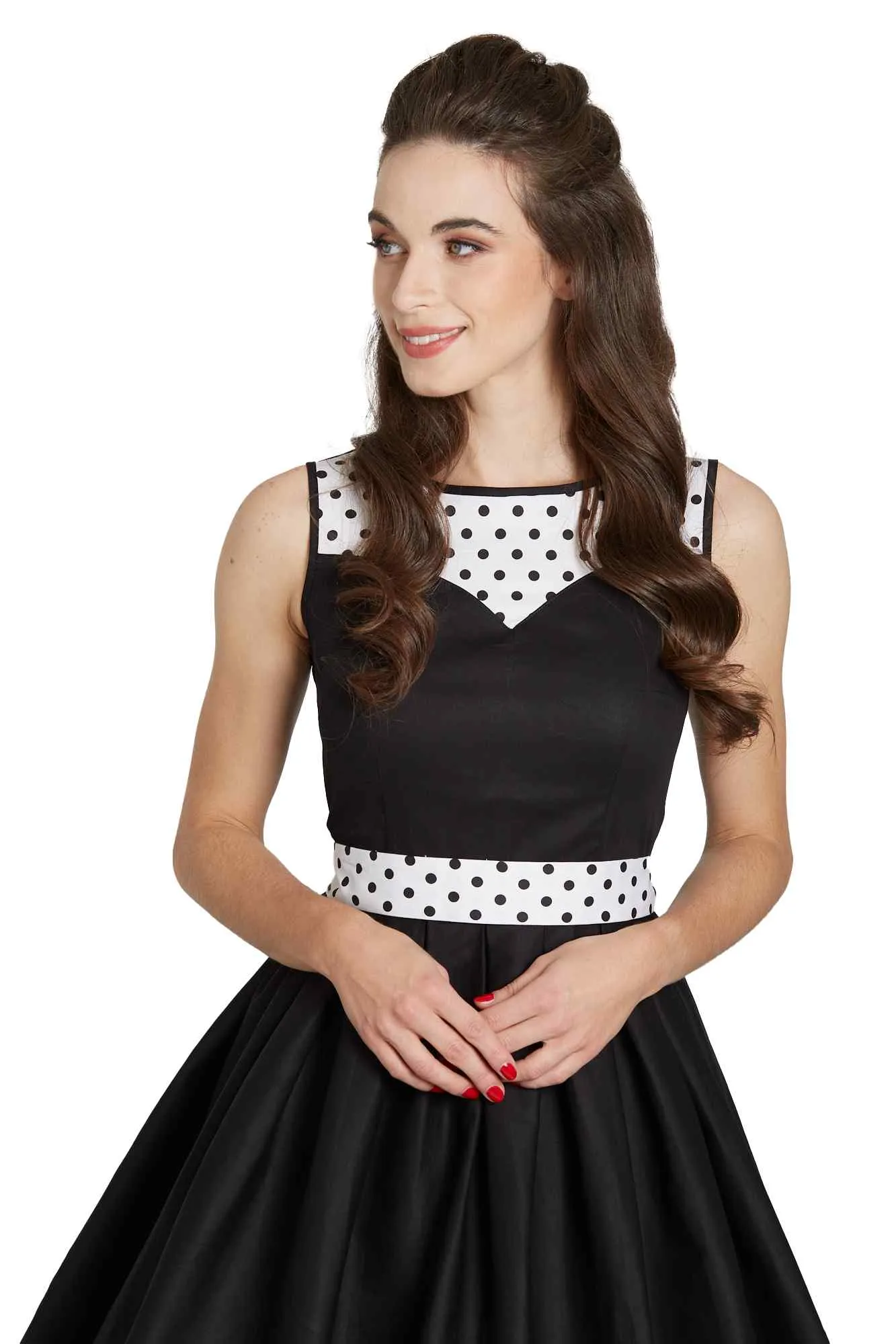 Elizabeth Swing Dress in Black & White Polka