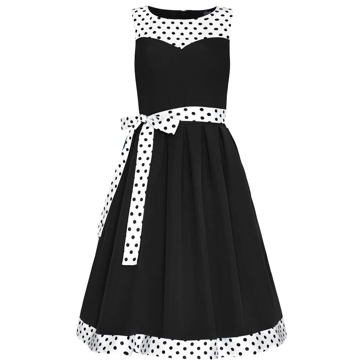 Elizabeth Swing Dress in Black & White Polka