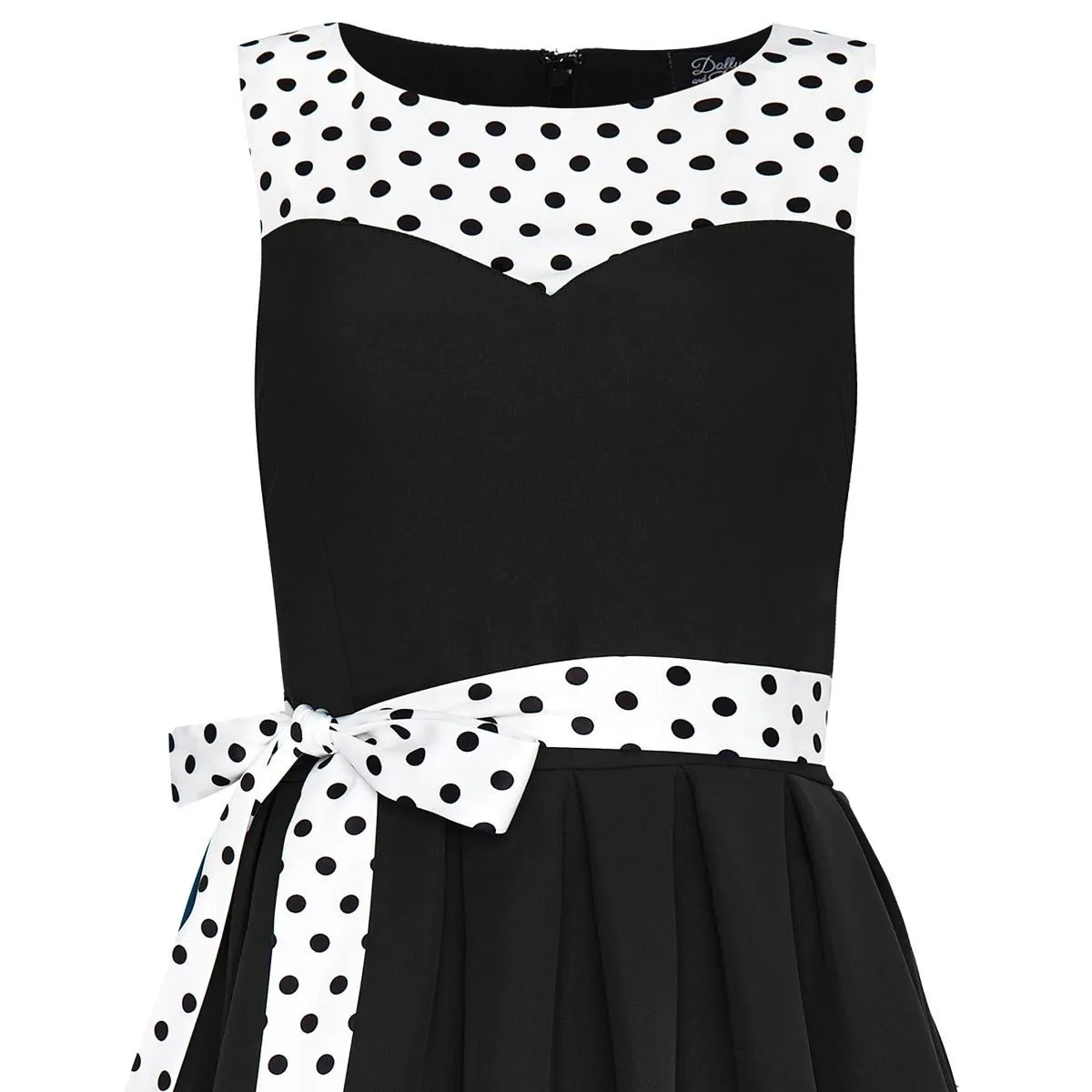 Elizabeth Swing Dress in Black & White Polka