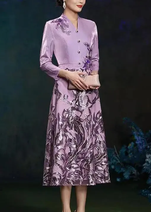 Embroidered Silk Long Dresses Fall