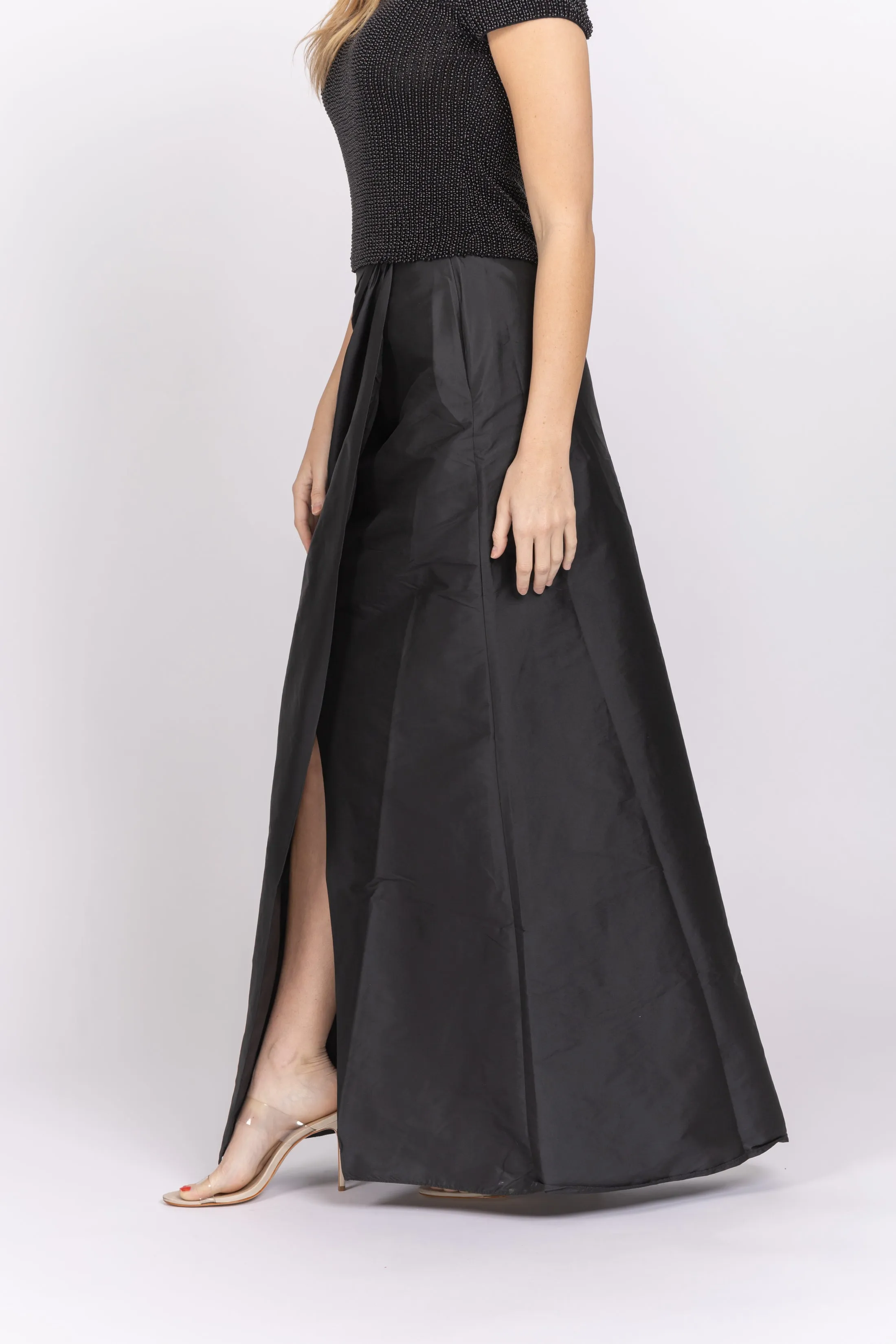 Emily Shalant Taffeta Slim Wrap Skirt Black