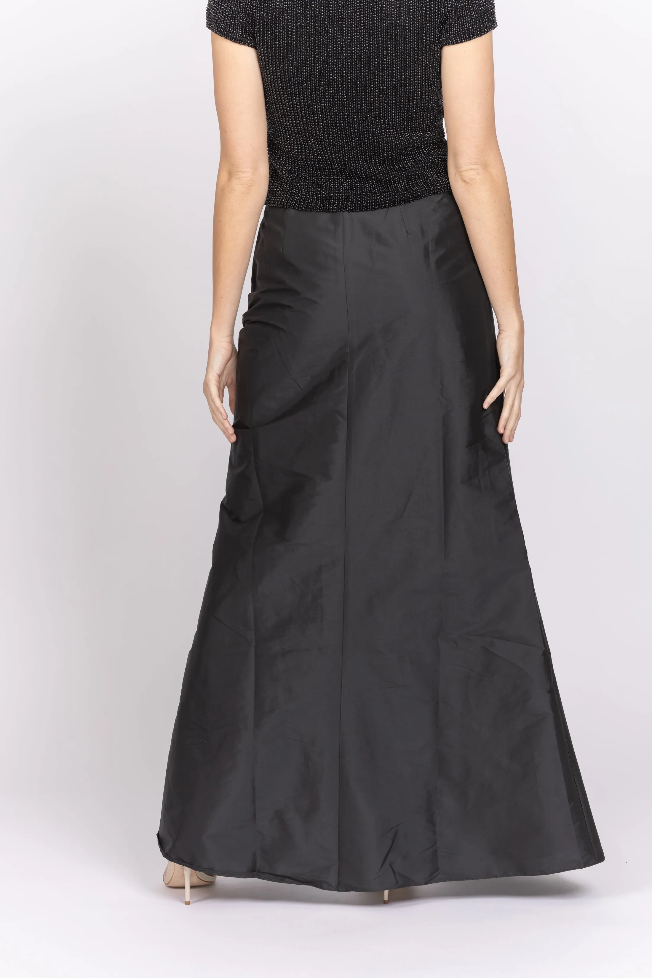 Emily Shalant Taffeta Slim Wrap Skirt Black