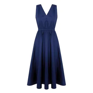 Fit and Flare V-Neck Dress - Navy