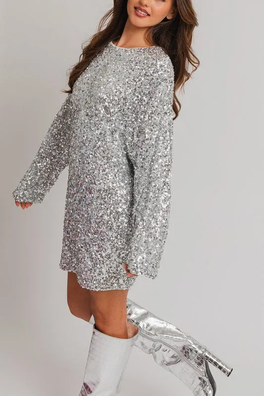 Hot Girl Afterparty Long Sleeve Sequin Mini Dress