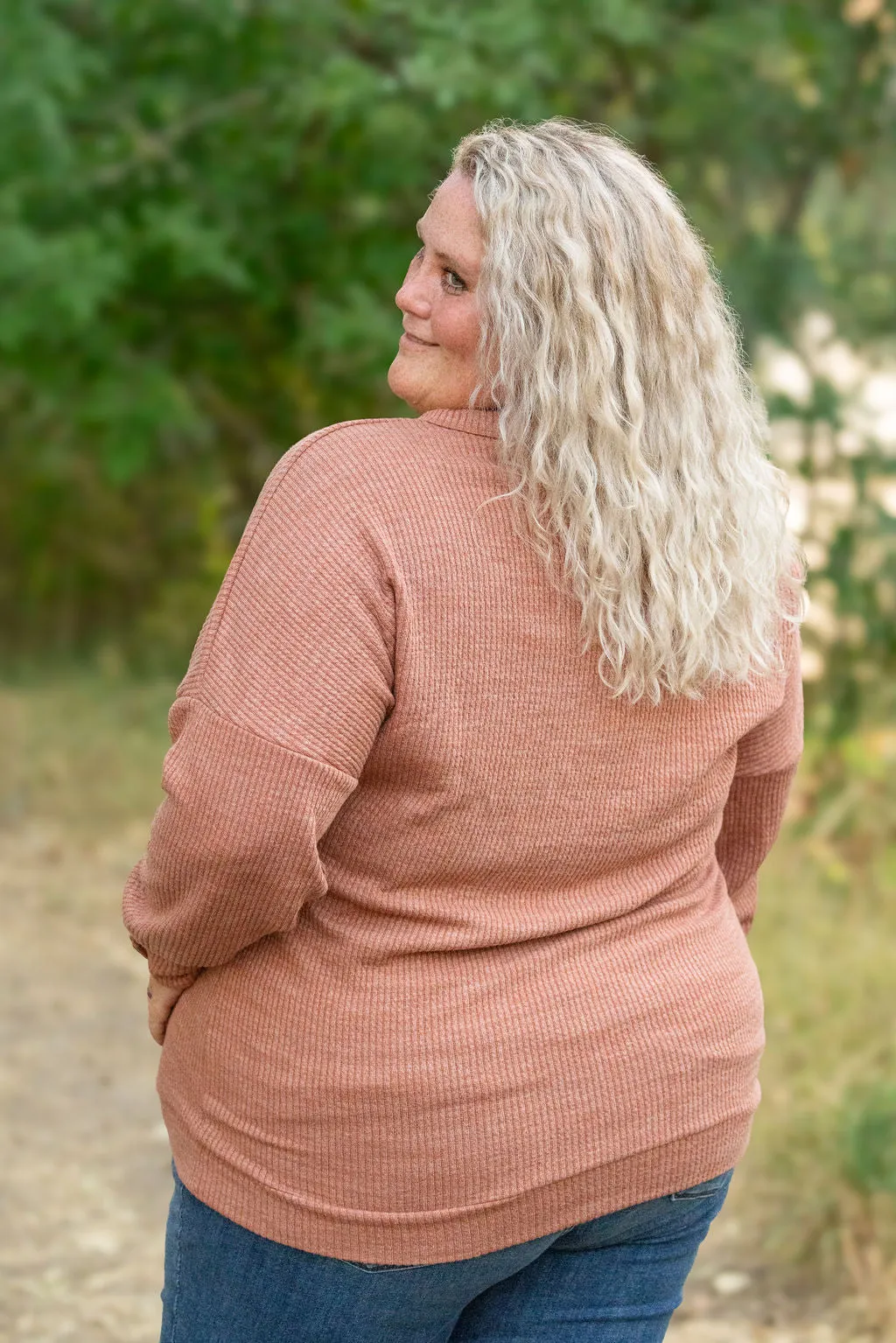 IN STOCK Brittney Button Sweater - Terra Cotta